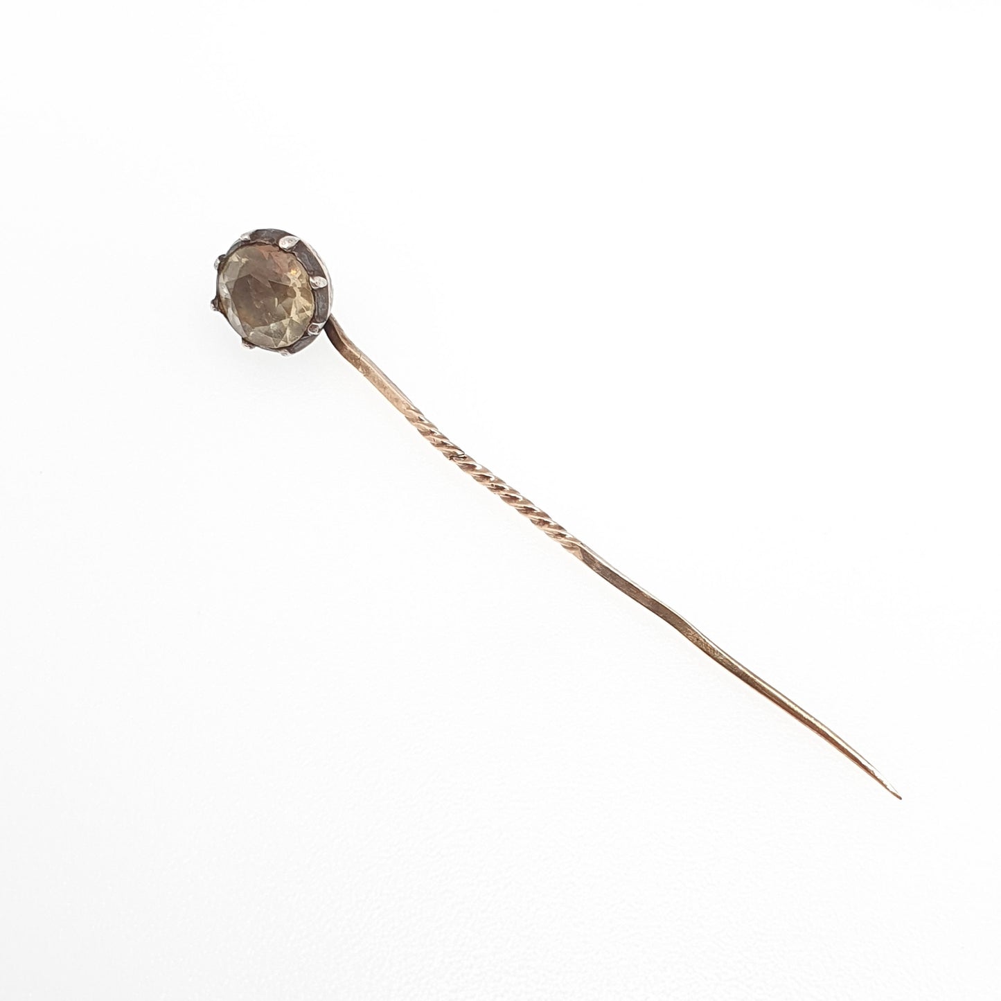 RESERVED/SOLD DON Antique Georgian 9ct Gold Diamond Paste Stick Pin Solid Silver Crimped Solid 9k 375 Genuine Real Gents Mens