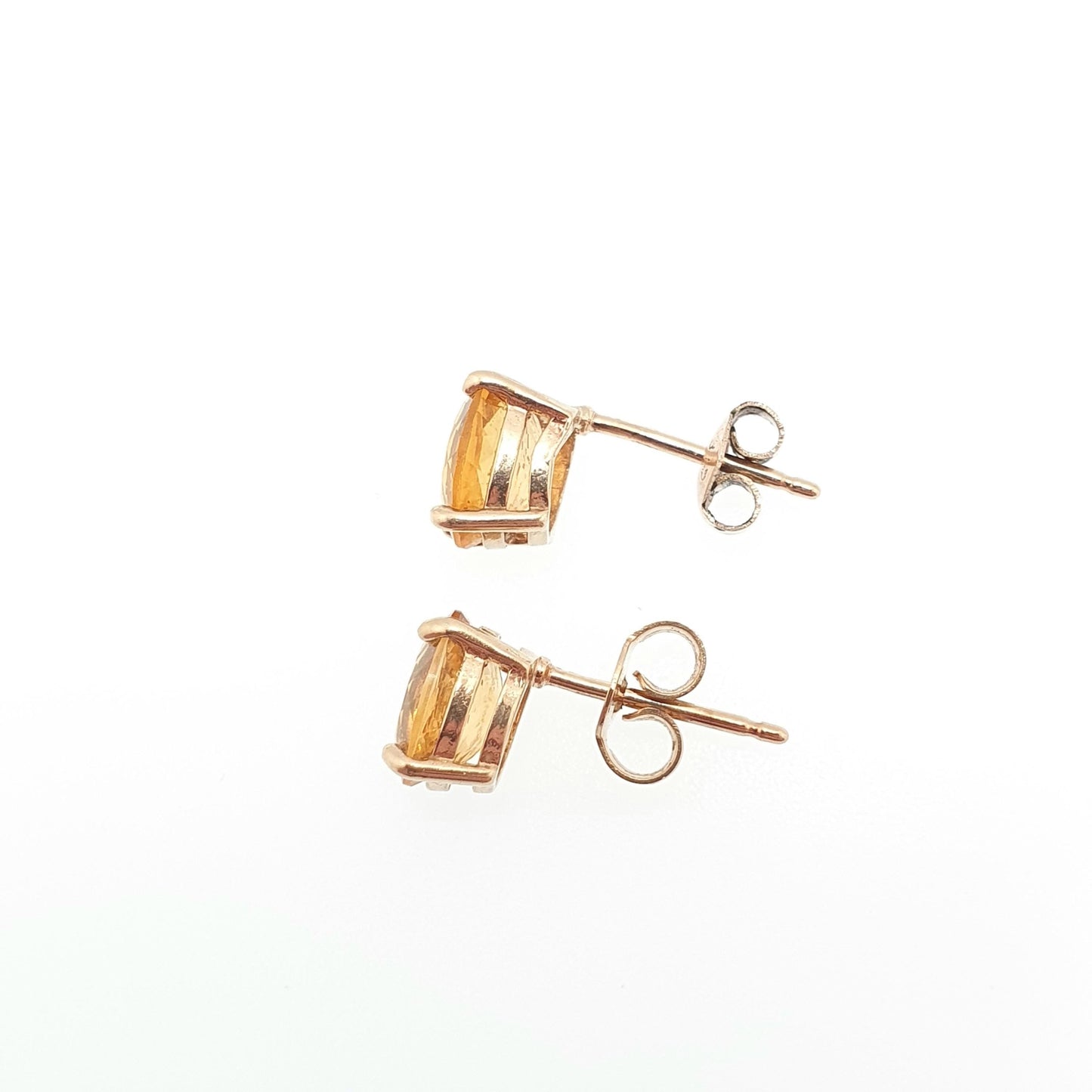 Vintage 9ct Gold Citrine Earrings Oval Cut Stud Solid 9k 375 Large Orange Quartz Yellow Womens Ladies Retro Estate Jewellery Jewelry