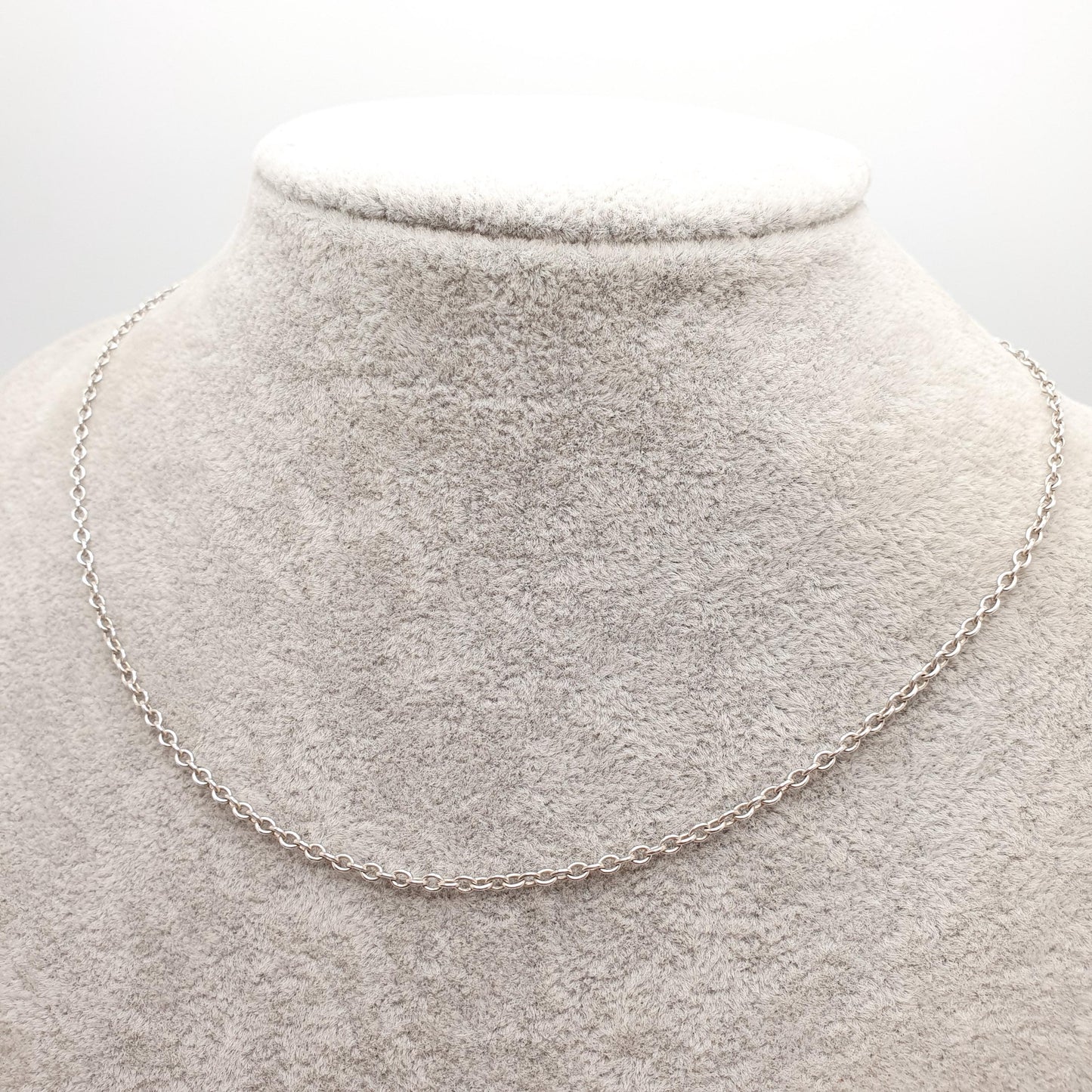 Antique Solid Silver Chain Necklace Cable Link 40cm 15.7" 3.69g Trace Oval Links Genuine Womens Vintage Old Retro Jewelry Jewellery