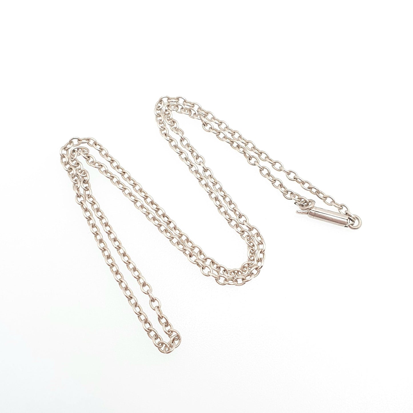 Antique Solid Silver Chain Necklace Cable Link 40cm 15.7" 3.69g Trace Oval Links Genuine Womens Vintage Old Retro Jewelry Jewellery