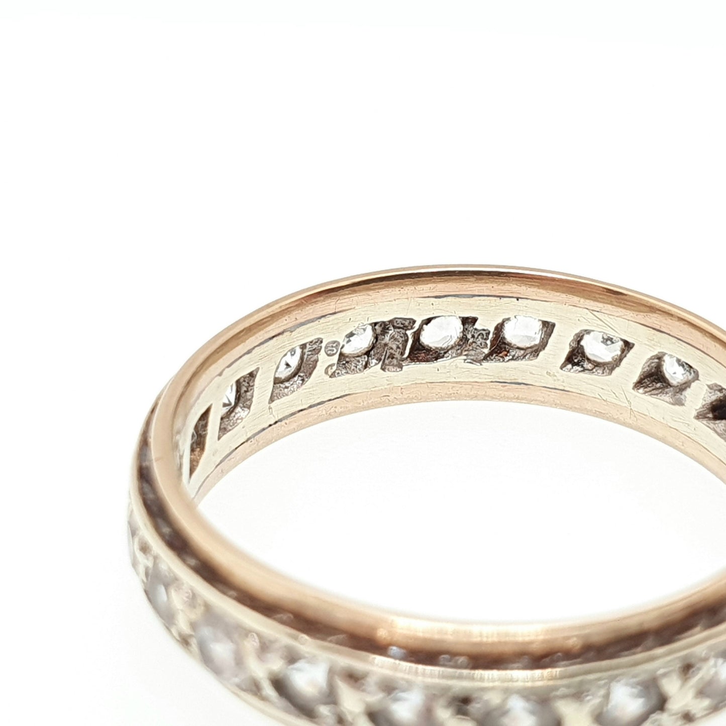 Vintage Solid 9ct Gold Full Eternity Ring White Spinel 9k 375 Band 1967 Hallmark Diamond Style Stacker Stacking Womens Jewelry Jewellery