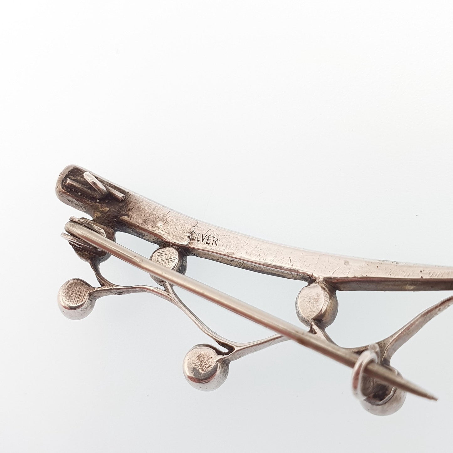 Antique Victorian Solid Silver Ruby Diamond Paste Brooch Hair Pin Style Genuine Real 1800s Sparkly Vintage Womens Jewelry Jewellery