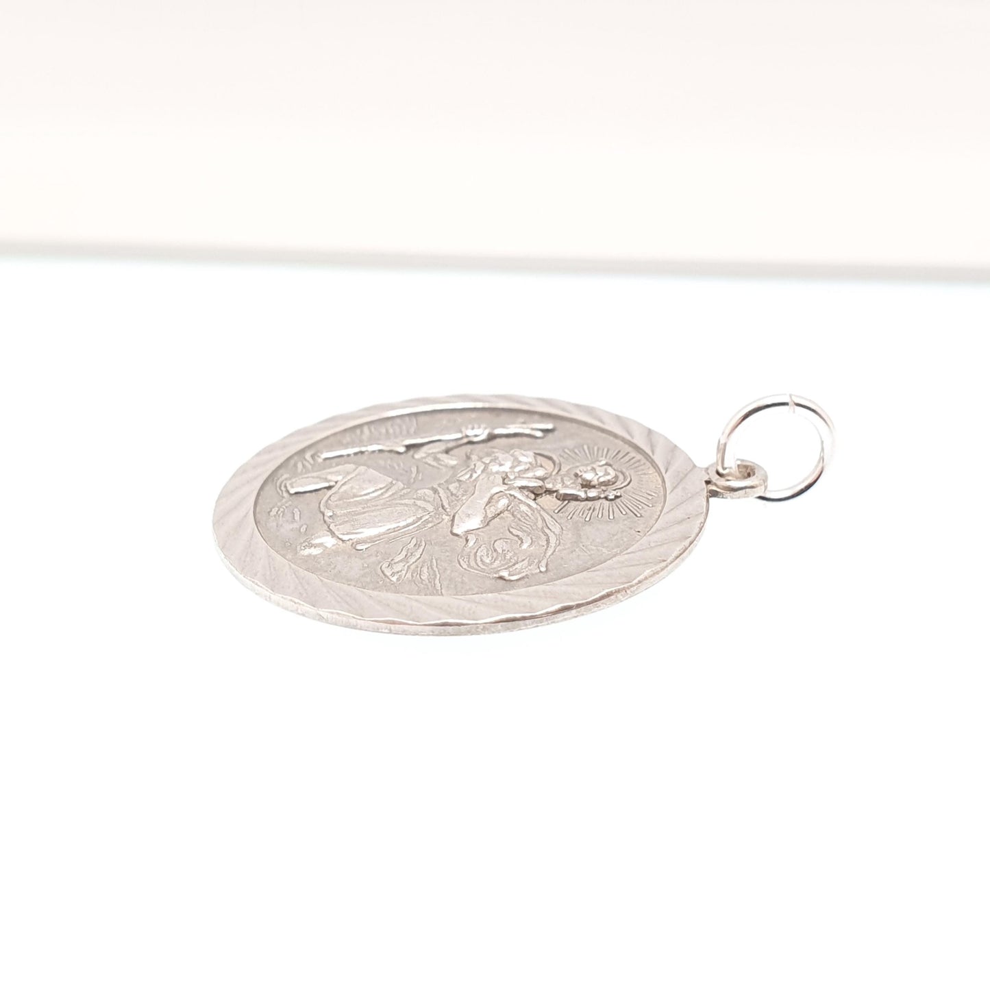 Vintage Sterling Silver St Christopher Pendant Concorde Necklace Plane Train Boat Double Sided Necklace Saint Retro Jewellery Jewelry