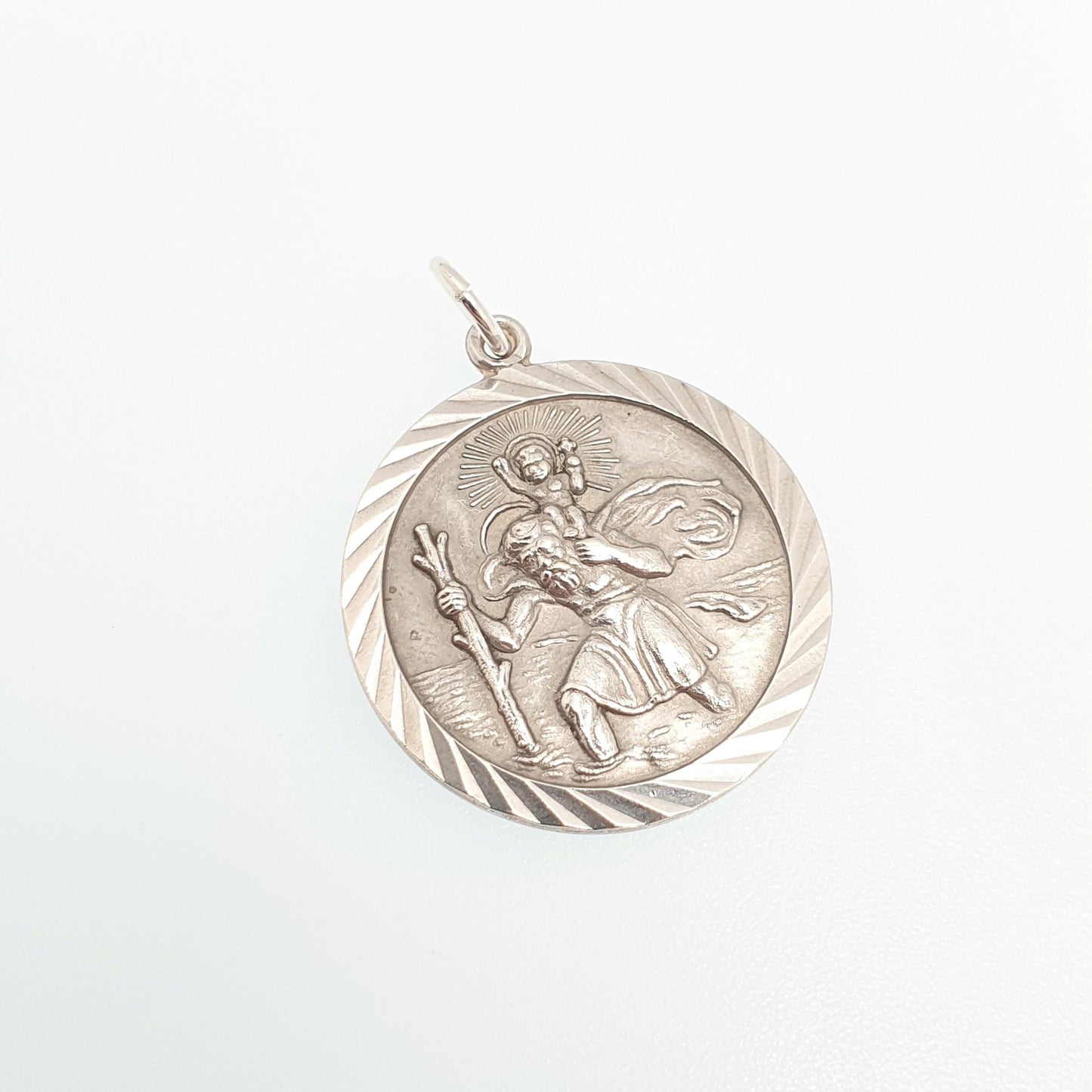 Vintage Sterling Silver St Christopher Pendant Concorde Necklace Plane Train Boat Double Sided Necklace Saint Retro Jewellery Jewelry