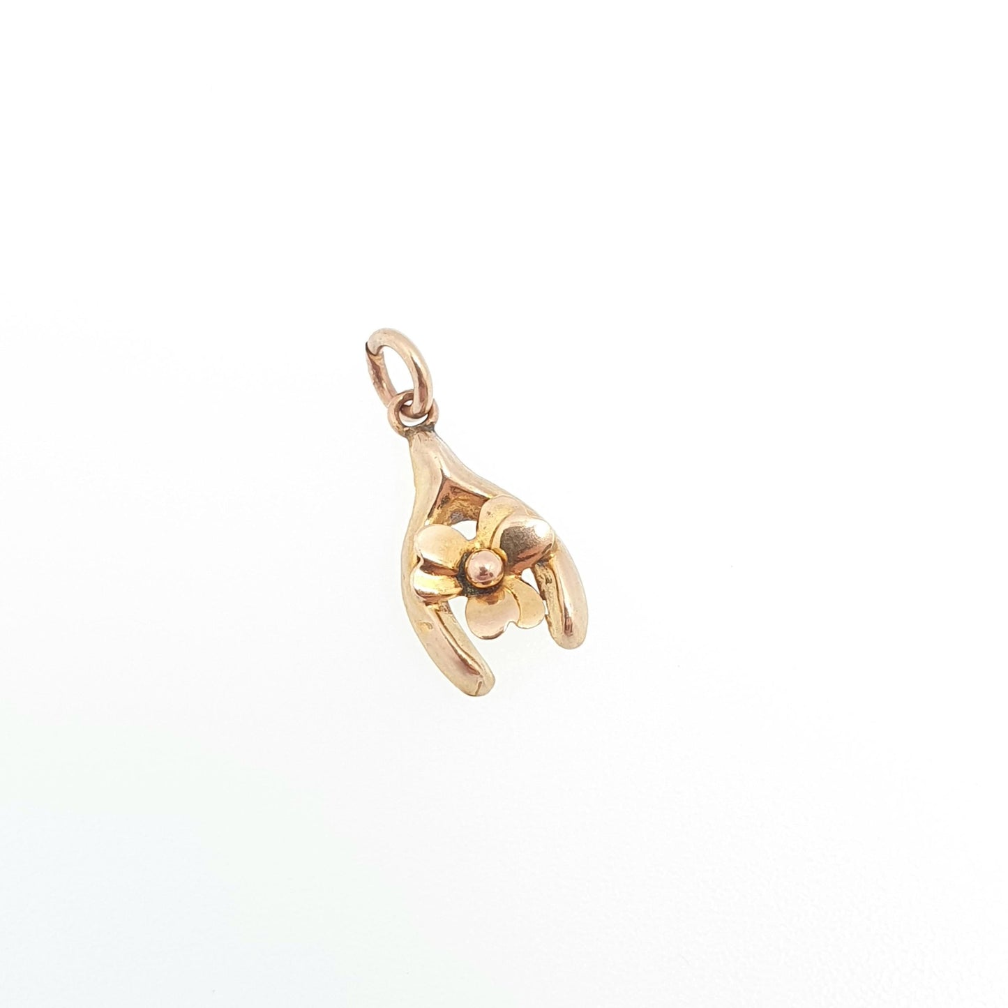 Antique Victorian 9ct 9k Gold Wishbone Clover Charm Pendant Necklace Bracelet Solid 375 Lucky Good Luck Vintage 1800s Jewelry Jewellery