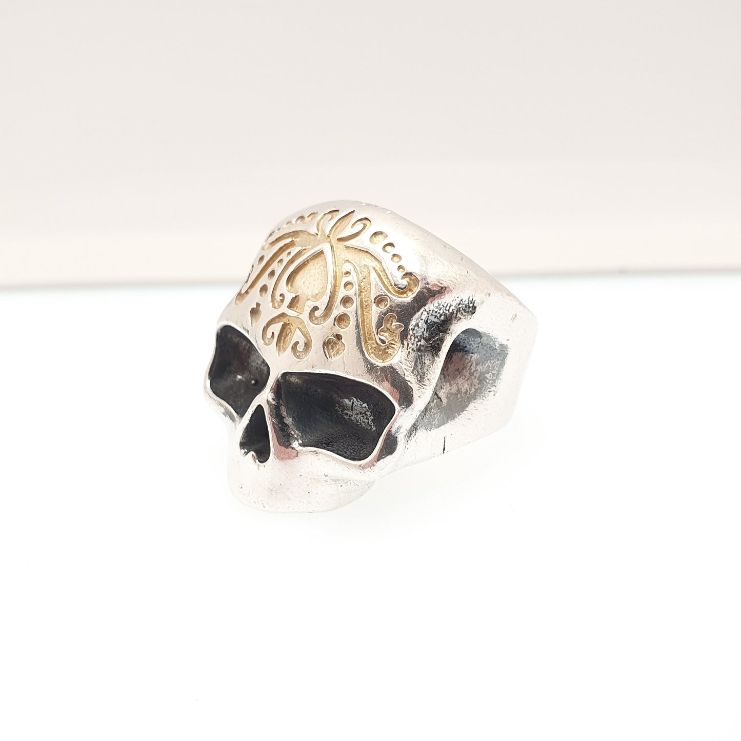 Designer Sterling Silver Skull Ring DOGSTONE Mexican Style Huge Large Chunky Biker Gothic Skeleton Mens Womens Jewelry Jewellery