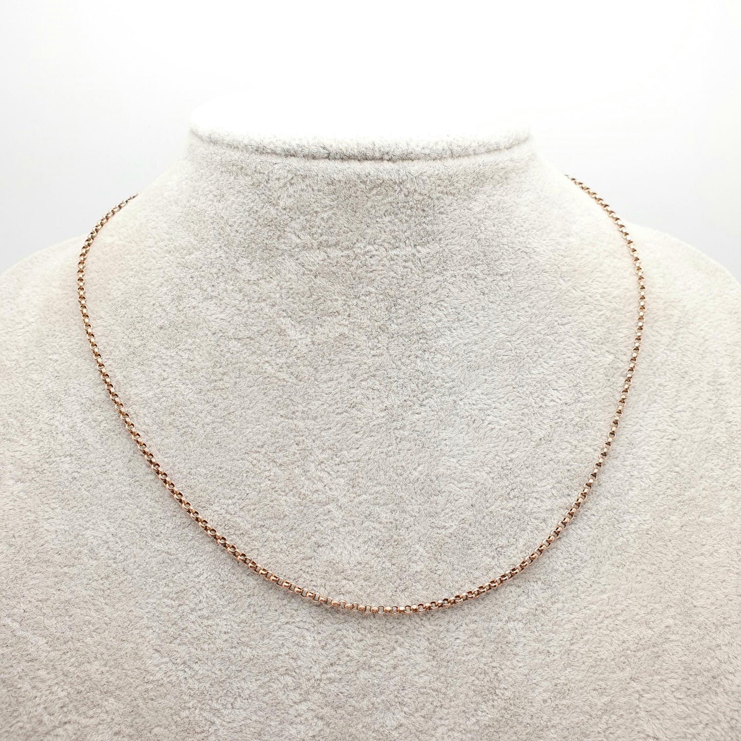 Antique 9ct 9k Rose Gold Chain Necklace Victorian Belcher Link Solid 375 43cm 16.9" 2.83g Rolo Fine Estate Genuine Vintage Womens Jewelry