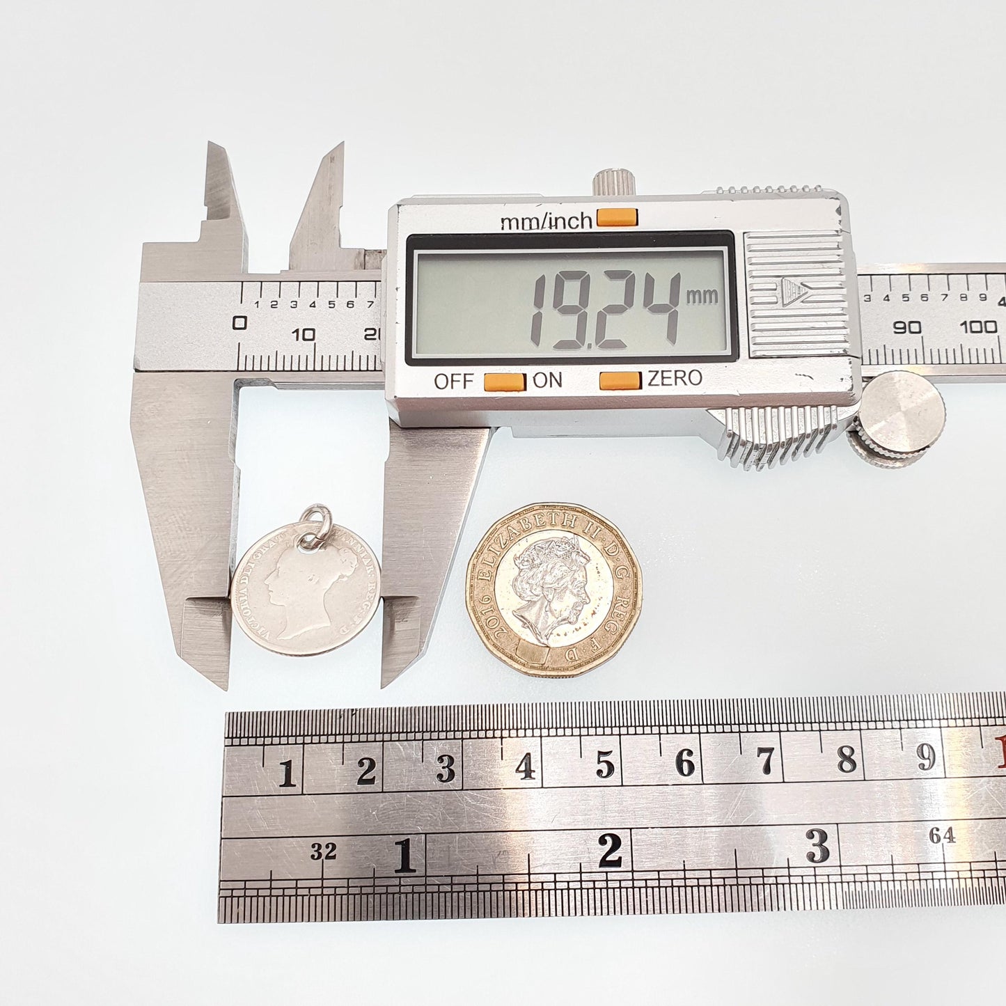 Antique Victorian Six Pence Silver Coin Necklace Pendant 1844 Early Young Queen Victoria Bracelet Charm Mens Womens Royalty Great Britain