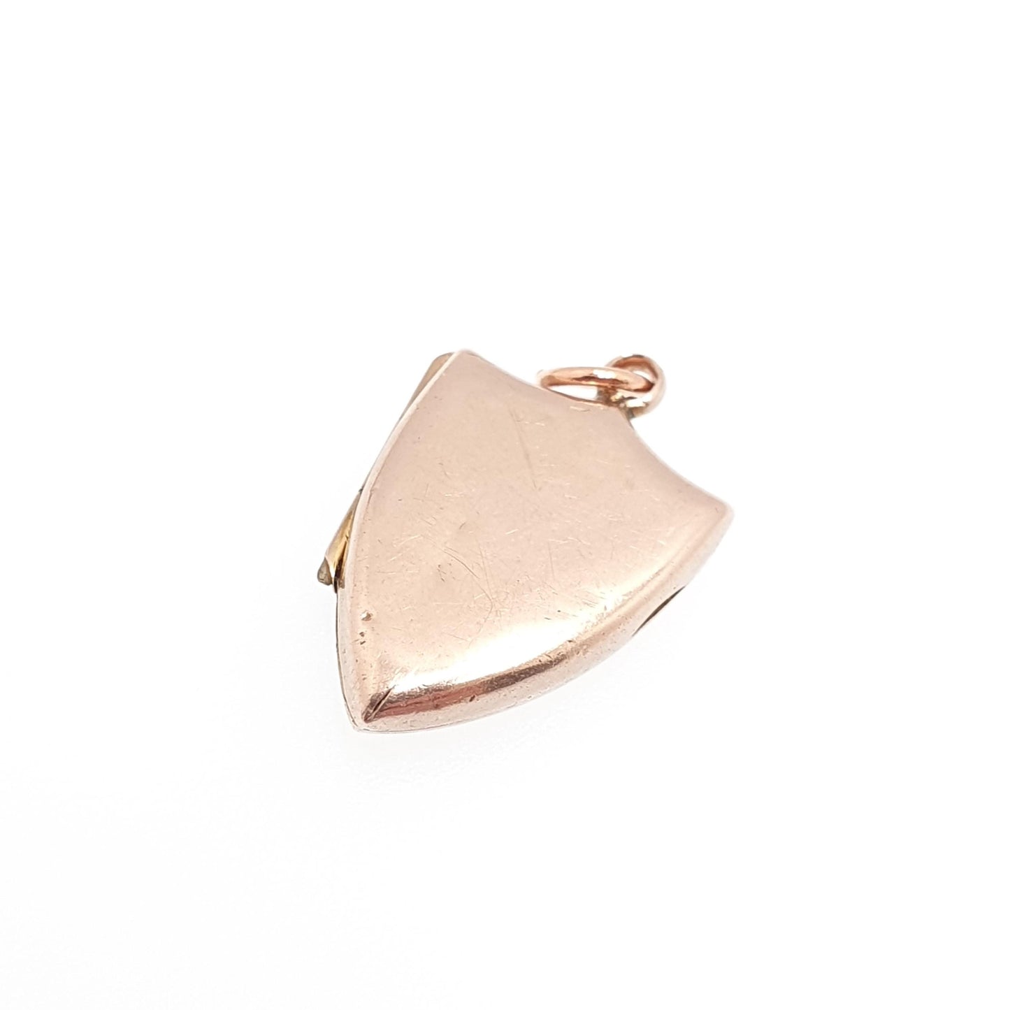 Antique Victorian 9ct Rose Gold Shield Locket Necklace Pendant Plain Solid 375 9k Gold Front Back Photo Picture Vintage Jewellery Jewelry