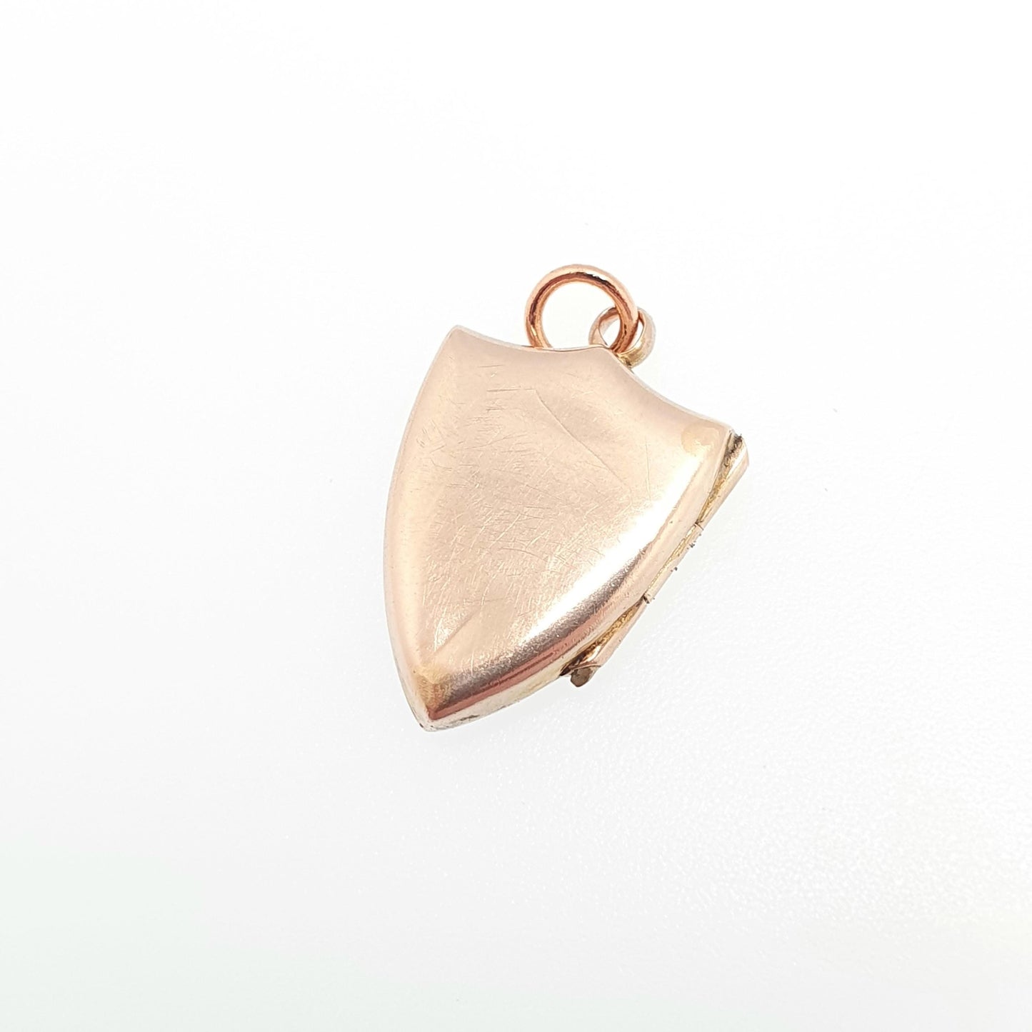 Antique Victorian 9ct Rose Gold Shield Locket Necklace Pendant Plain Solid 375 9k Gold Front Back Photo Picture Vintage Jewellery Jewelry