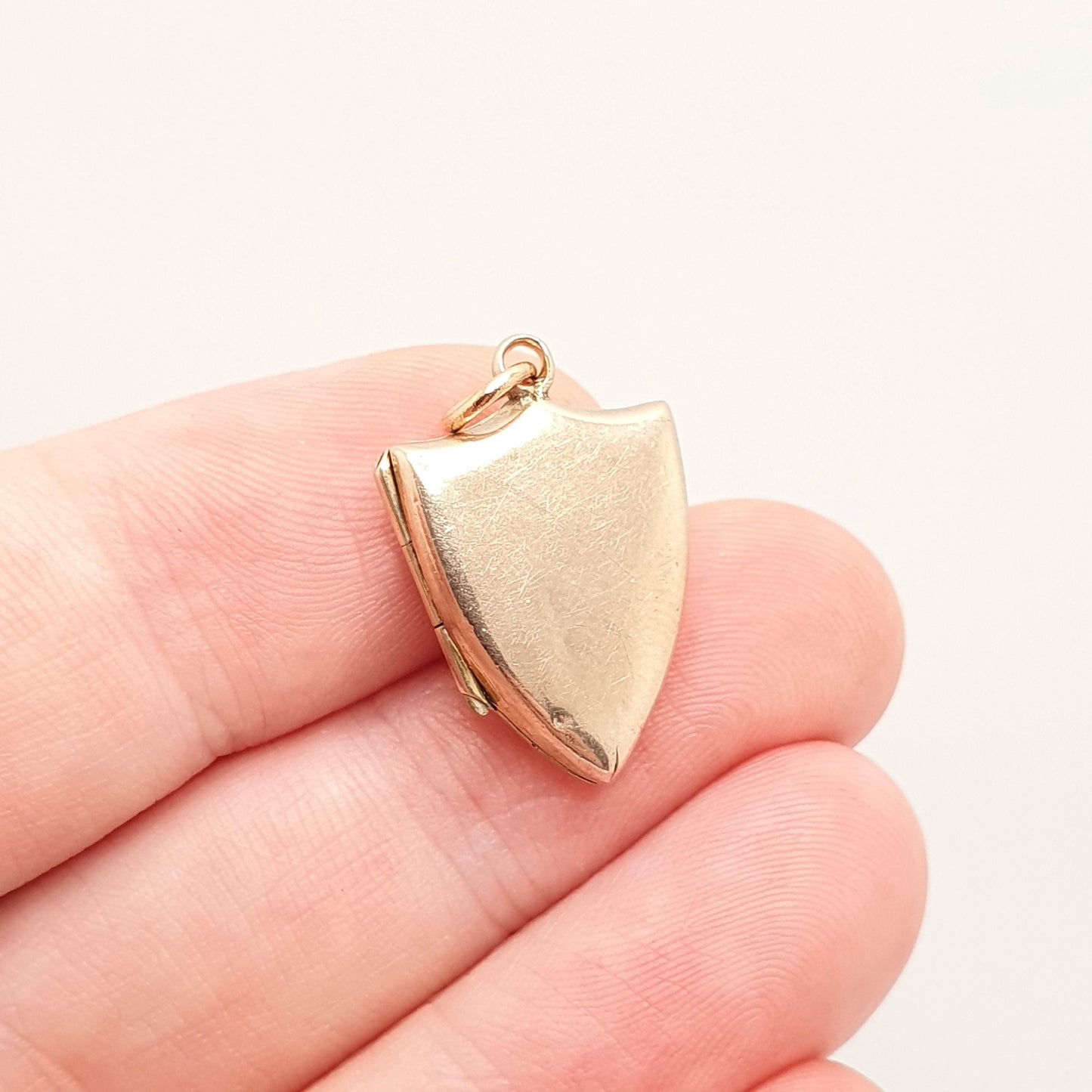 Antique Victorian 9ct Rose Gold Shield Locket Necklace Pendant Plain Solid 375 9k Gold Front Back Photo Picture Vintage Jewellery Jewelry