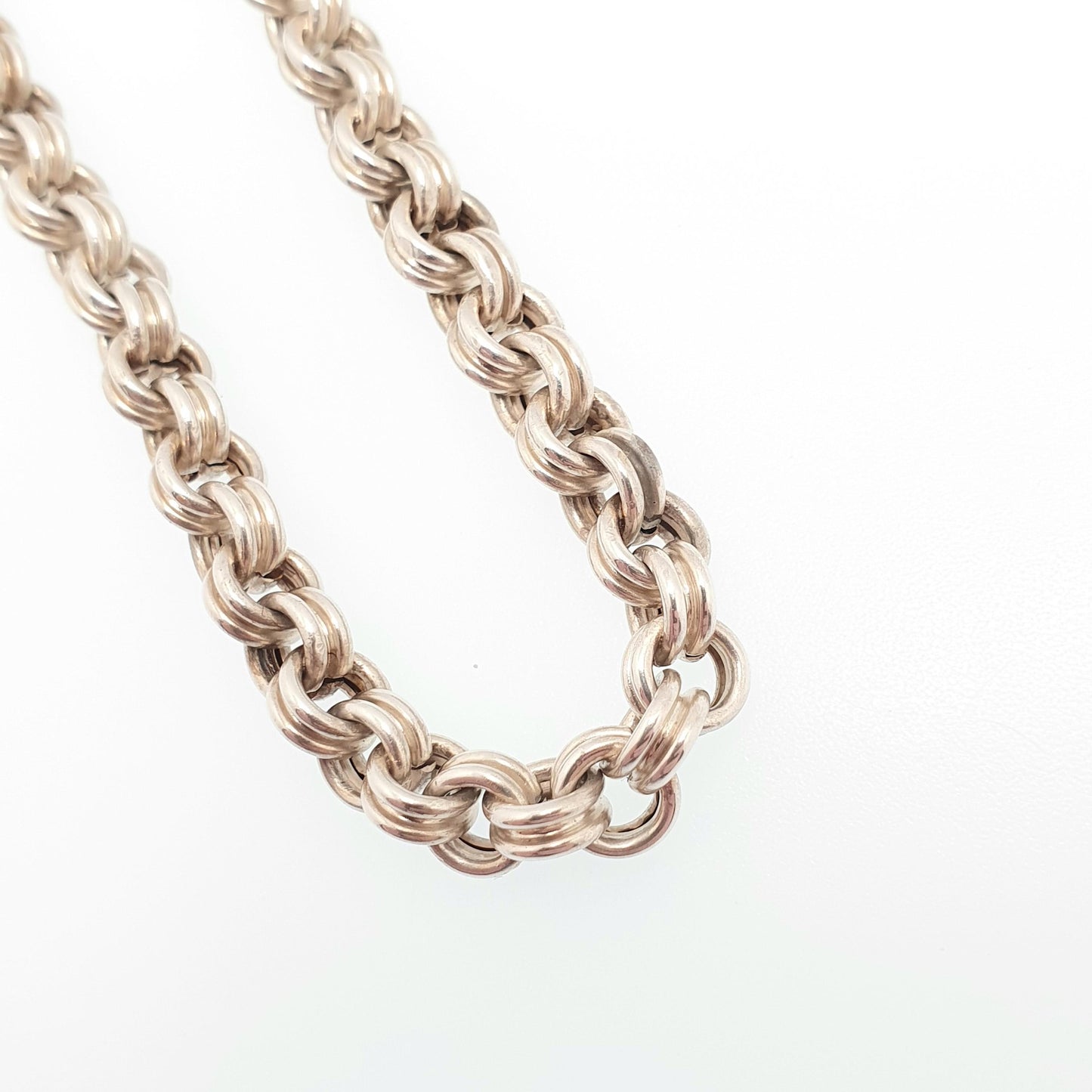 Antique Victorian Solid Silver Belcher Link Bracelet Dog Clip Large Rolo 7.96g 18.5cm Guard Round Big Albert Chain Womens Jewelry Jewellery
