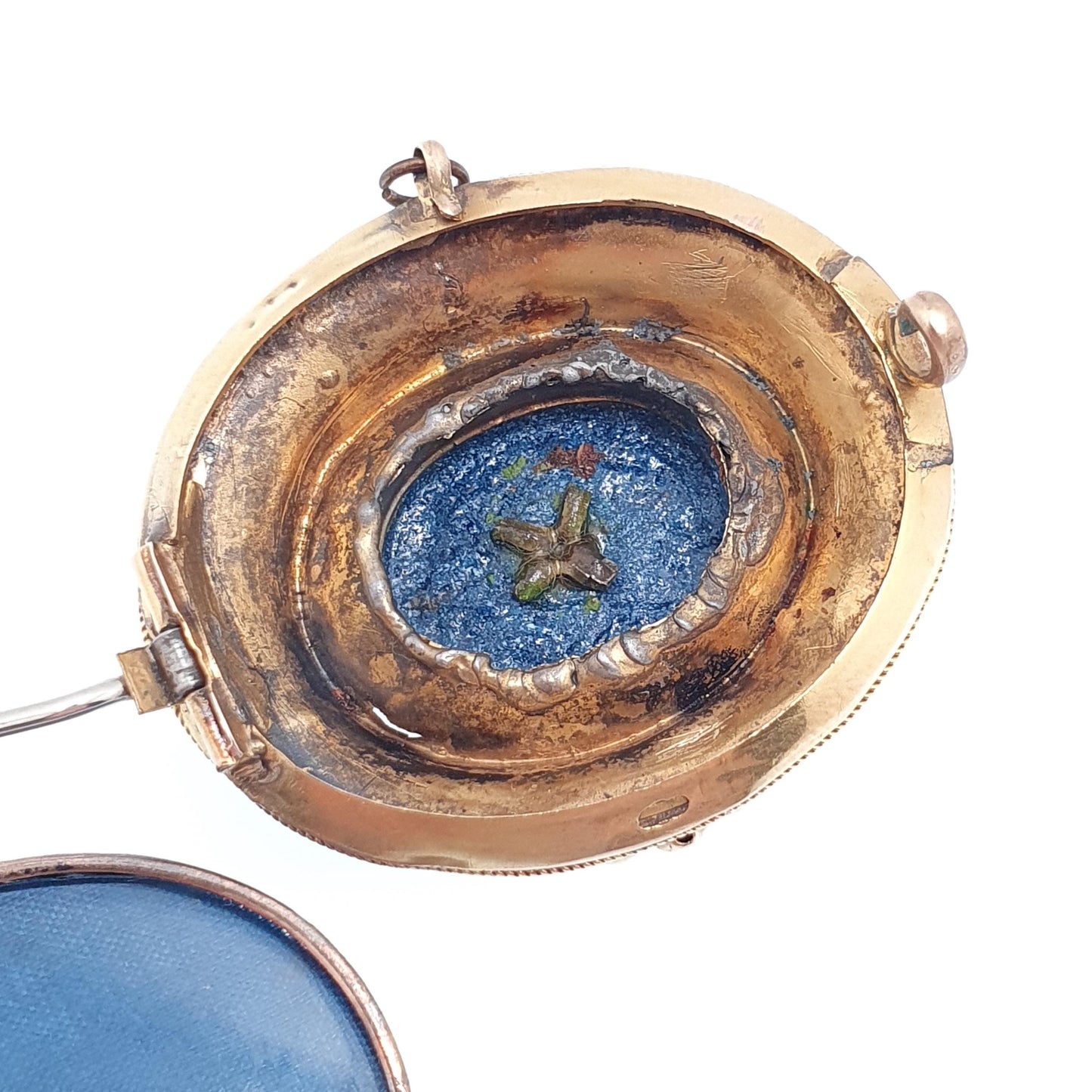 Antique Victorian 9ct Gold Brooch Star Blue Enamel Mourning Locket Solid 375 9k Seed Pearl Etruscan Revival Vintage Womens Jewelry Jewellery