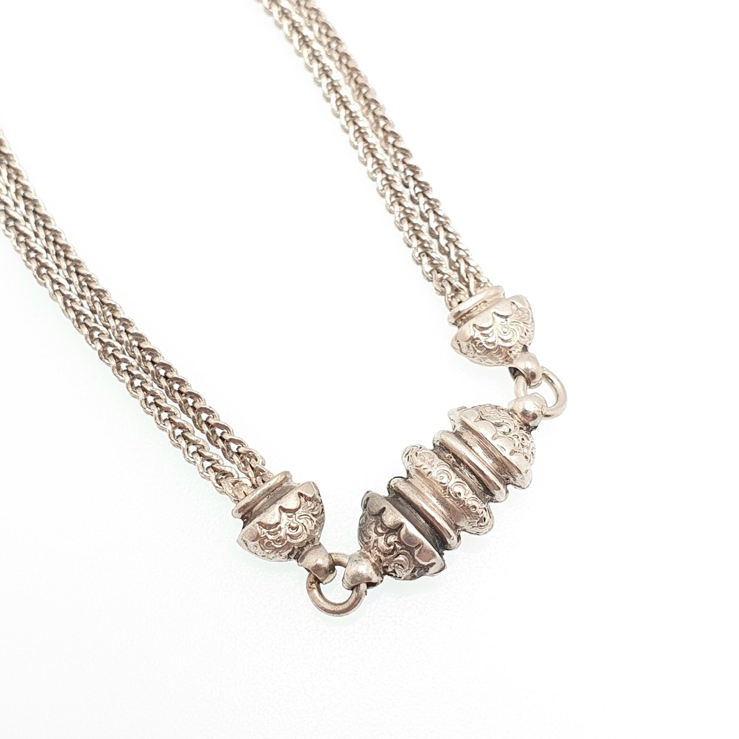 Antique Solid Silver Albertina Bracelet Victorian Foxtail Link Engraved Chain 7.73g 19.5cm Aesthetic Vintage Gift Womens Jewelry Jewellery