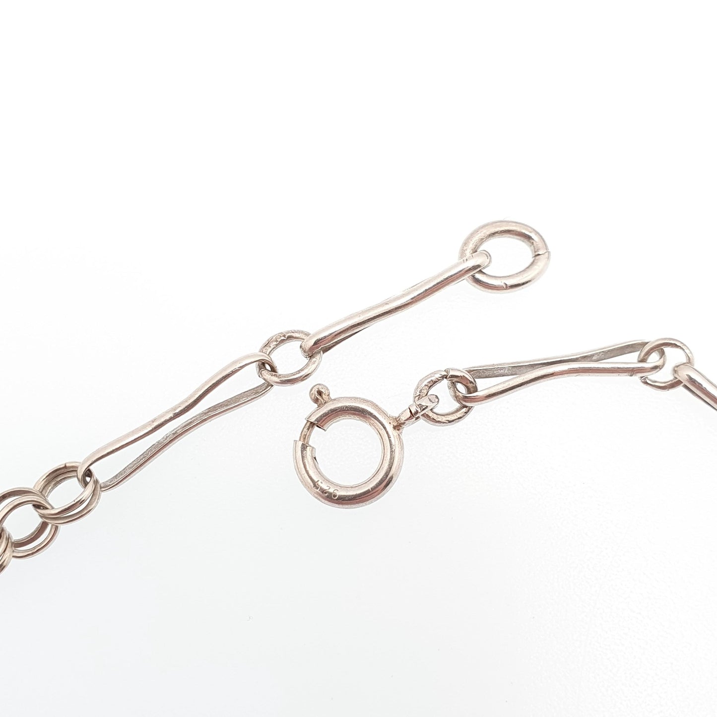 Antique Victorian Solid Silver Staple Link Chain Necklace 41cm 16.1" 7.78g Trombone Paperclip Links Vintage Gift Womens Jewellery Jewelry