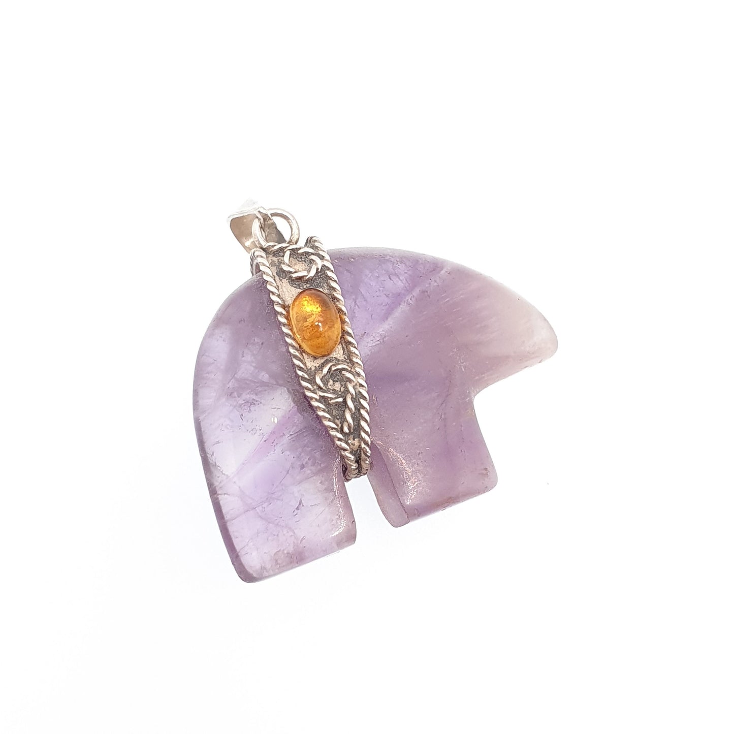 Vintage Sterling Silver Elephant Amethyst Necklace Pendant Citrine Solid 925 Crystal Genuine Gemstone Quartz Womens Jewelry Jewellery