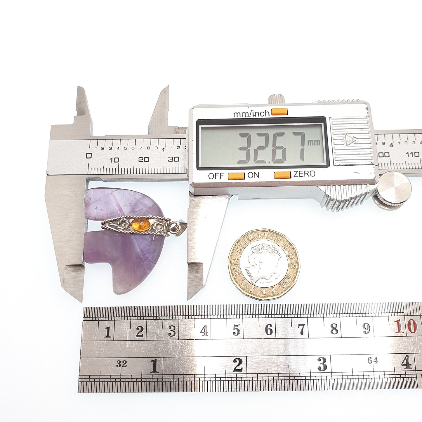 Vintage Sterling Silver Elephant Amethyst Necklace Pendant Citrine Solid 925 Crystal Genuine Gemstone Quartz Womens Jewelry Jewellery