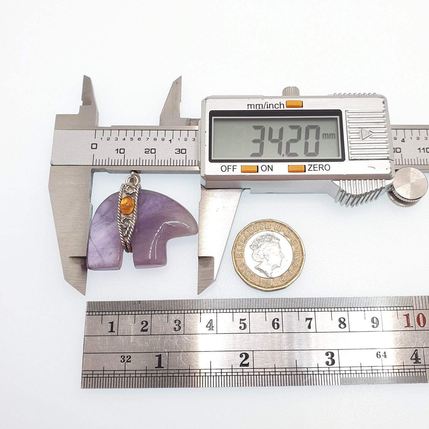 Vintage Sterling Silver Elephant Amethyst Necklace Pendant Citrine Solid 925 Crystal Genuine Gemstone Quartz Womens Jewelry Jewellery