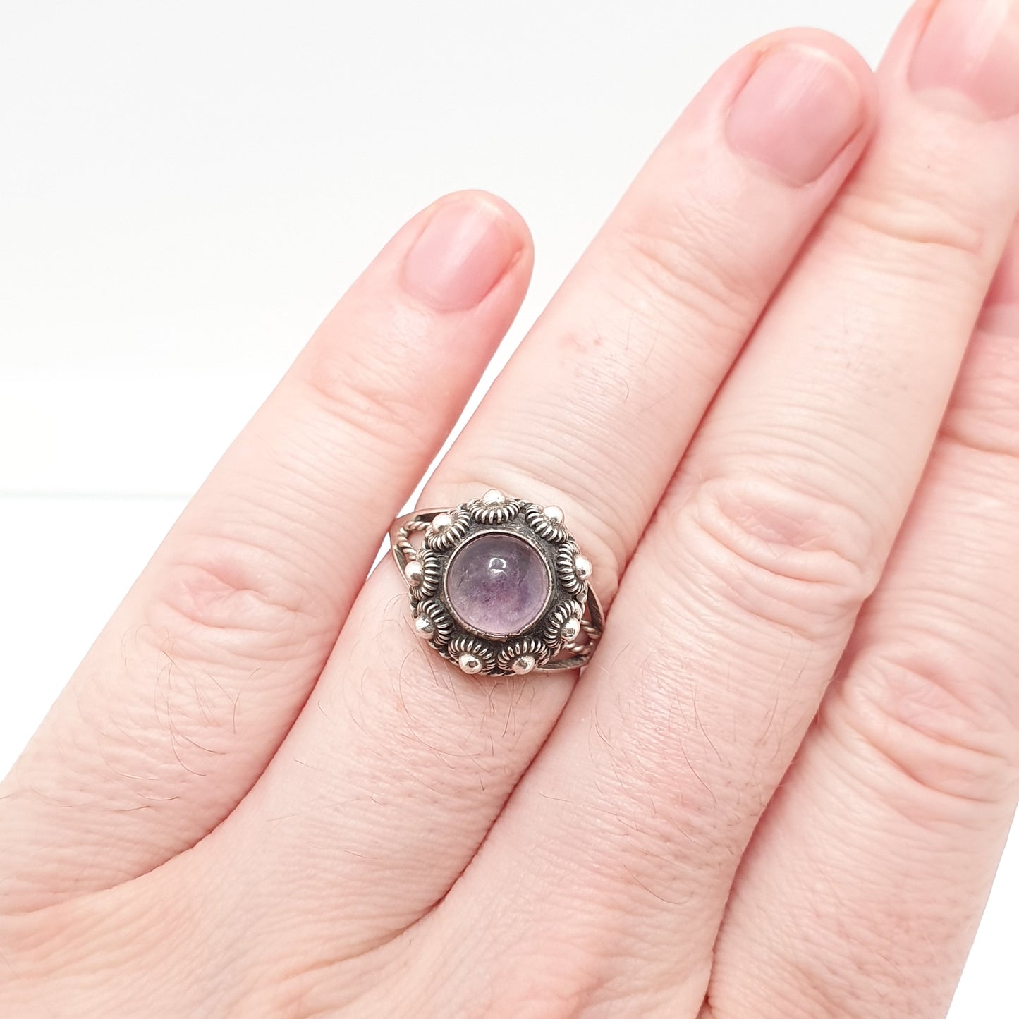 Vintage Solid Silver Poison Ring Amethyst Mexican Taxco Locket Opening Signet Quartz Gemstone Secret Compartment Womens Jewelry Jewellery
