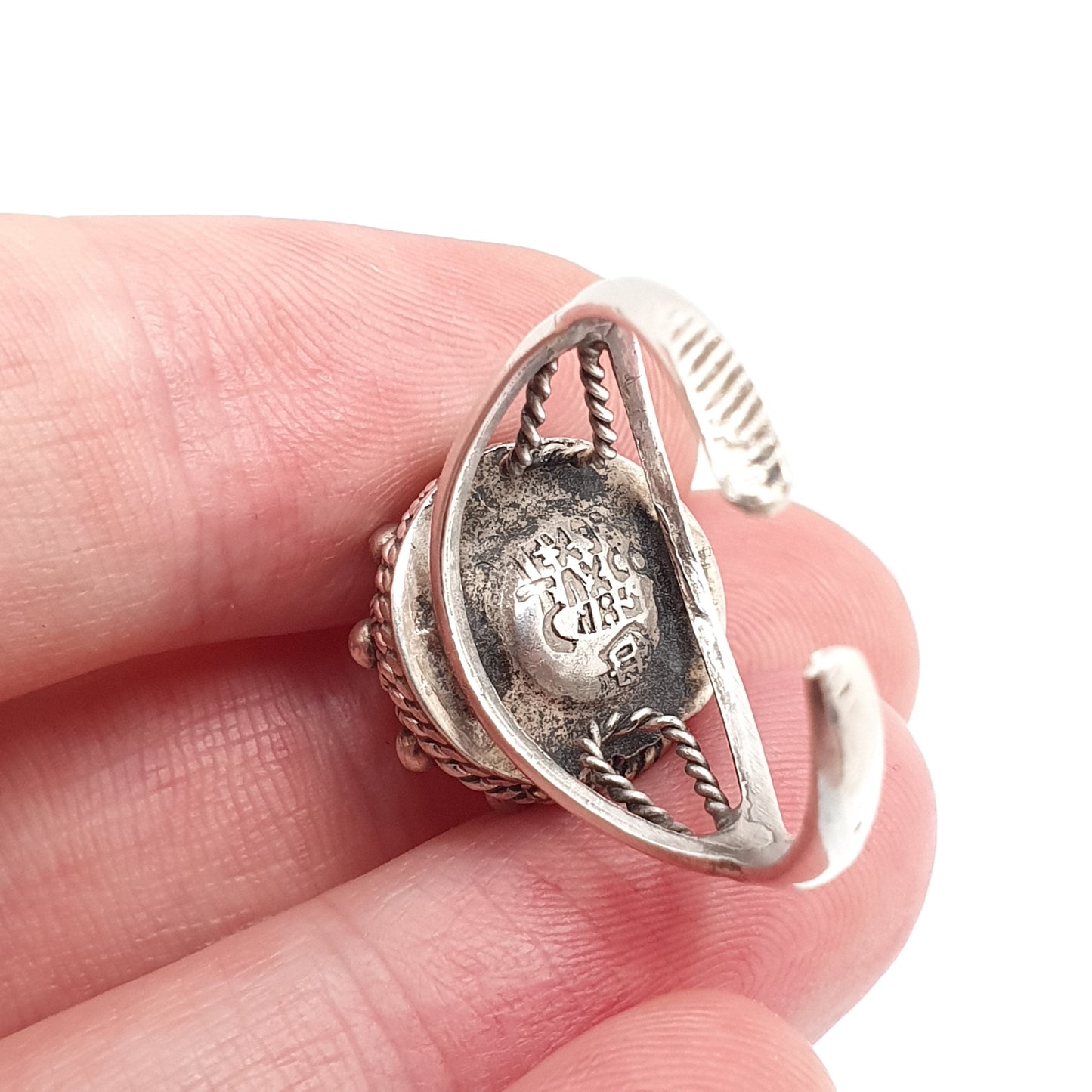 Vintage Solid Silver Poison Ring Amethyst Mexican Taxco Locket Opening Signet Quartz Gemstone Secret Compartment Womens Jewelry Jewellery