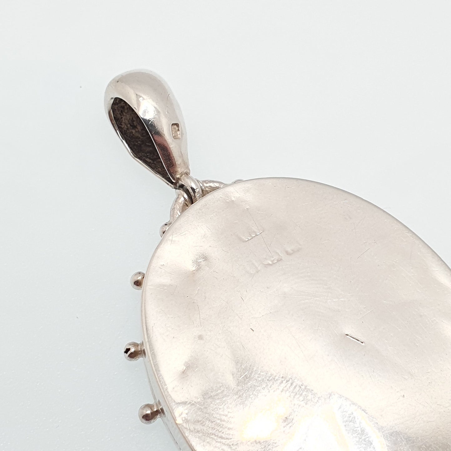 Antique Victorian Sterling Silver Locket 1882 Beaded Engraved Large Big Oval Pendant Picture Photo 1800s Vintage Womens Jewelry Jewellery