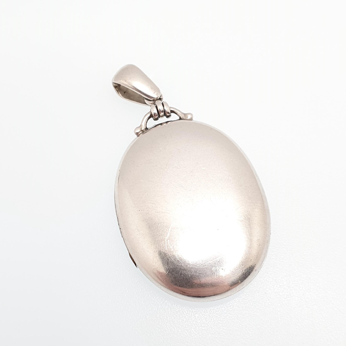 Antique Victorian Solid Silver Locket Monogram Engraved Large Big Oval Pendant Picture Photo 1800s Vintage Womens Jewelry Jewellery