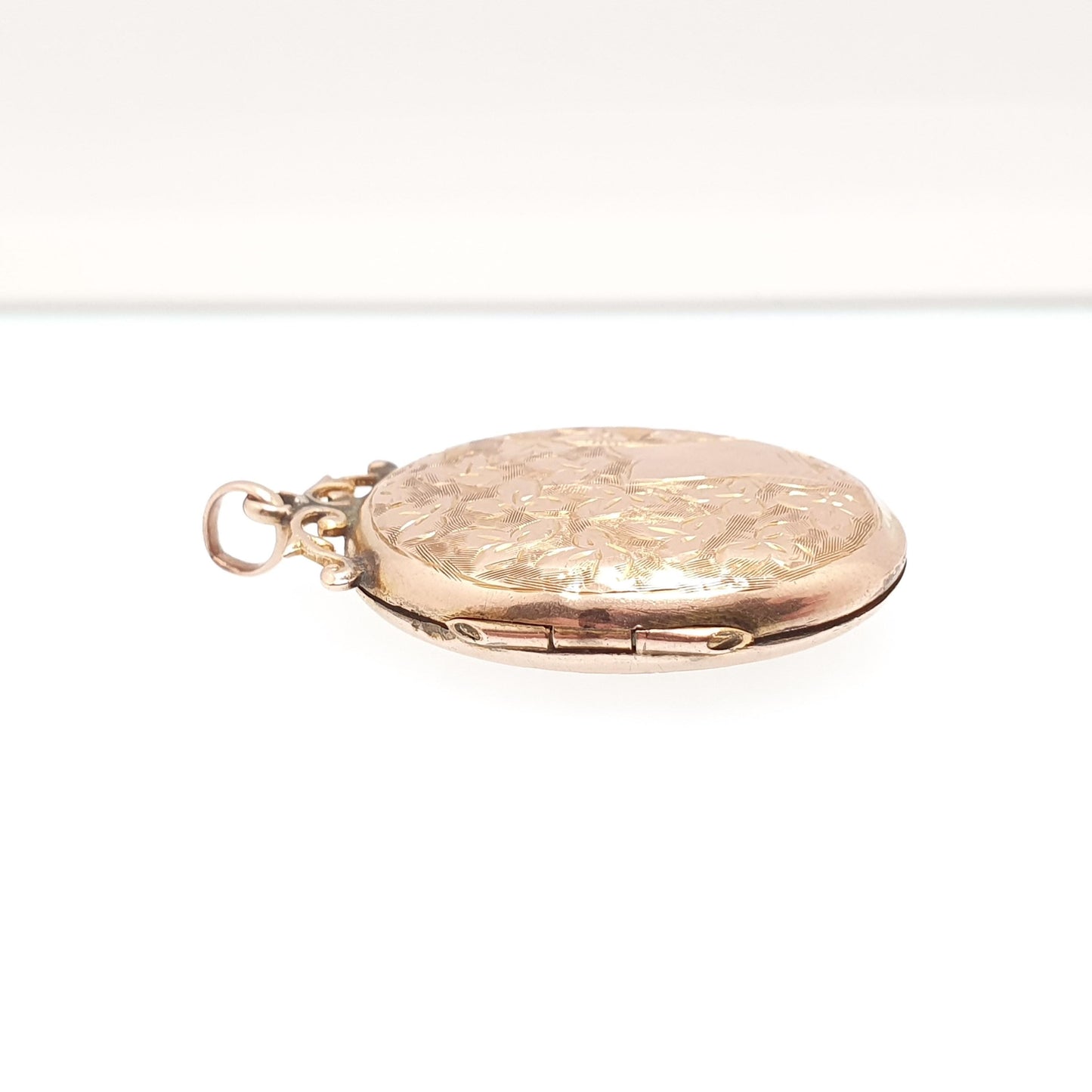 Antique 9ct Rose Gold Locket Large Oval Solid 9k 375 Hand Engraved Big Pendant Love Gift Back & Front Necklace Jewelry Womens Jewellery