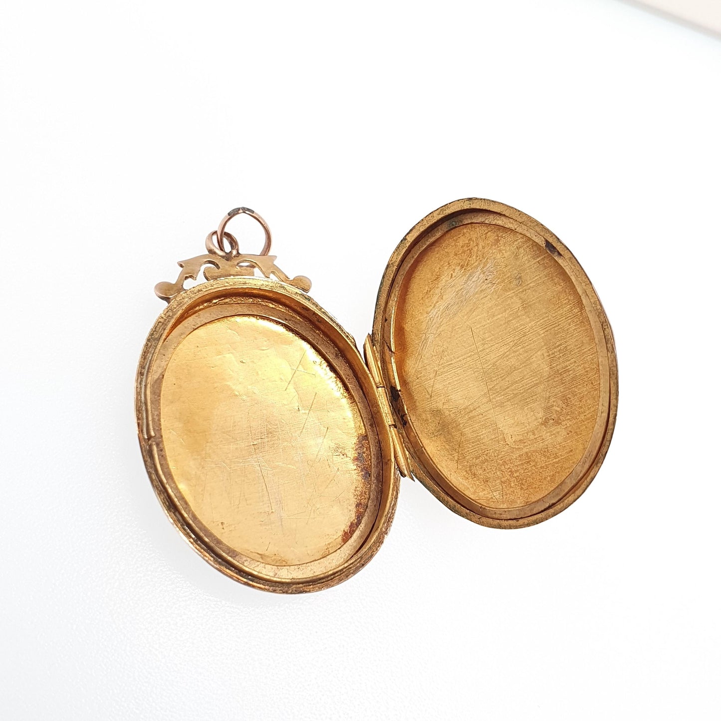 Antique 9ct Rose Gold Locket Large Oval Solid 9k 375 Hand Engraved Big Pendant Love Gift Back & Front Necklace Jewelry Womens Jewellery