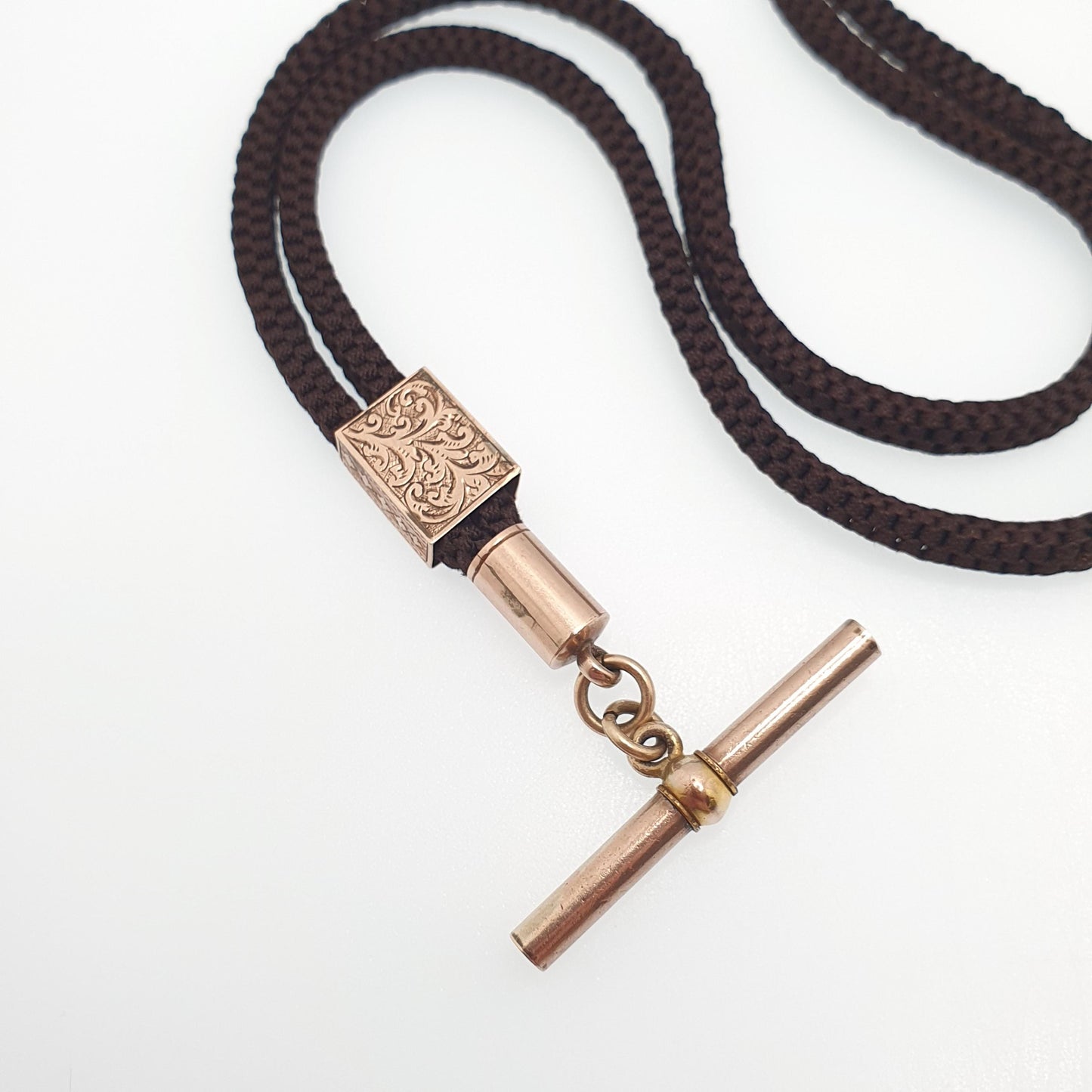 Antique Victorian Mourning Hair Necklace Albert Chain T Bar Rose Rolled Gold Braided Woven Gothic Long Womens Ladies 1800s Jewelry Jewellery