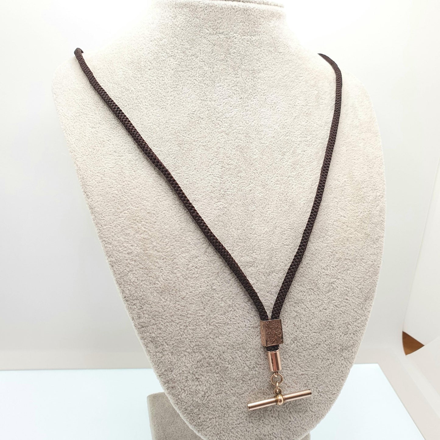 Antique Victorian Mourning Hair Necklace Albert Chain T Bar Rose Rolled Gold Braided Woven Gothic Long Womens Ladies 1800s Jewelry Jewellery