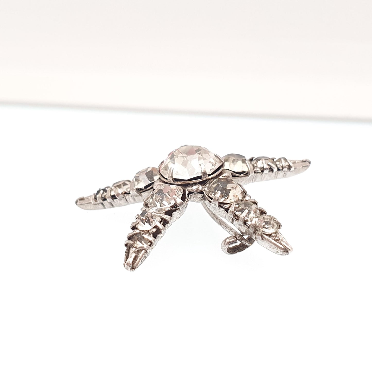 Antique Sterling Silver Diamond Paste Star Brooch Sparkly Shooting Stars 5 Point Starfish Pastes Gift Celestial Vintage Jewellery Jewelry