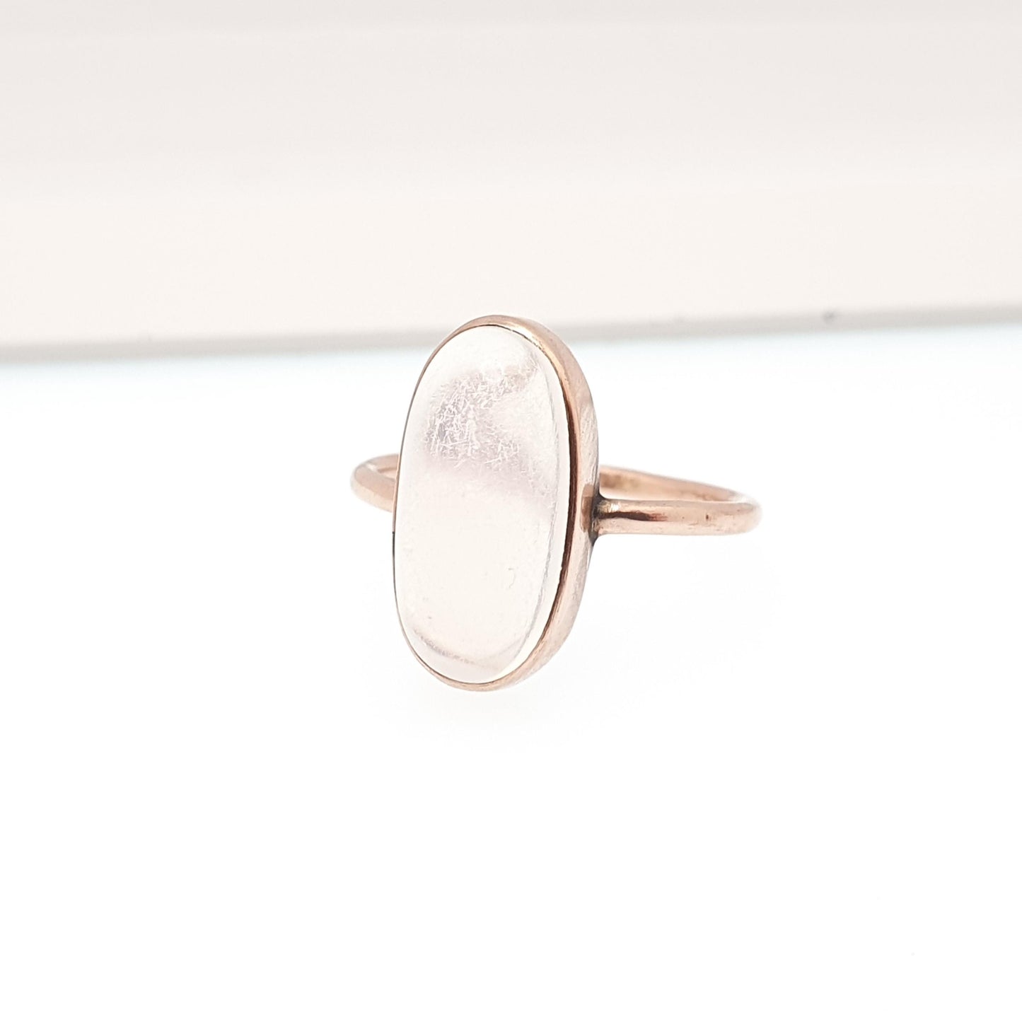 Antique 9ct Gold Moonstone Ring Solid 9k 375 Rose Genuine Real Gemstone Edwardian Oval Cabochon 1900s Vintage Blue Jewellery Jewelry