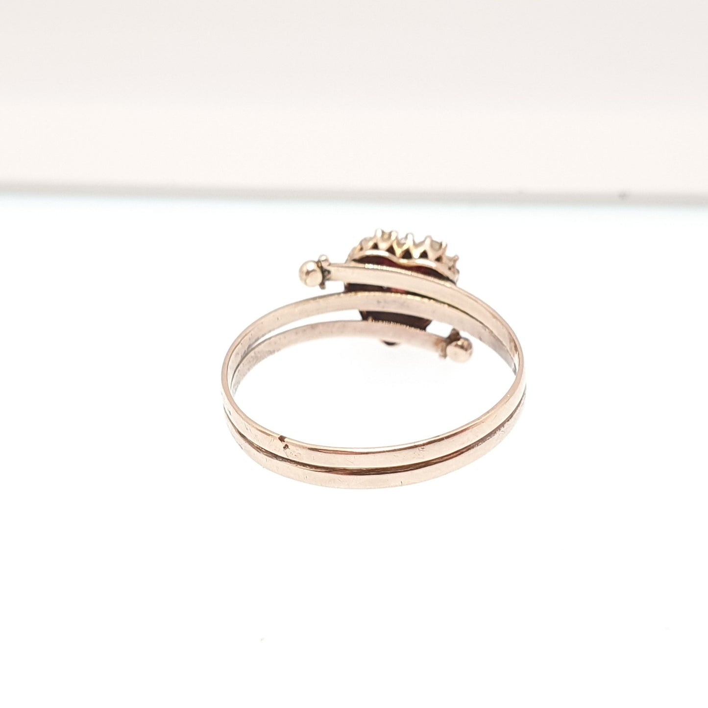 Antique Victorian 9ct Gold Garnet Heart Ring Seed Pearl Solid 375 Rose Gold Love Gift 1800s Sweetheart Womens Vintage Jewelry Jewellery