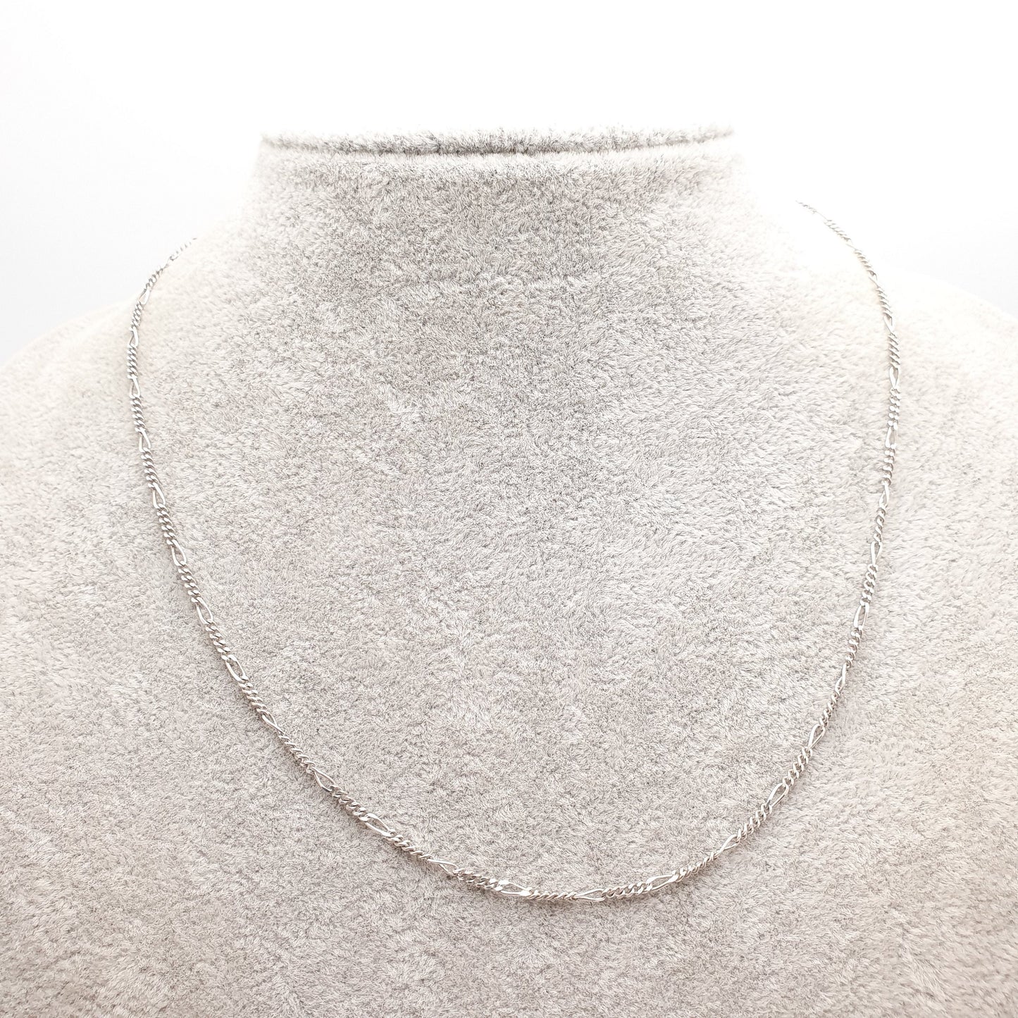 Vintage Sterling Silver Figaro Link Chain Necklace 44cm 17.3" 3.30g Long Solid 925 Unisex Mens Womens Retro Jewelry Jewellery Hallmarked