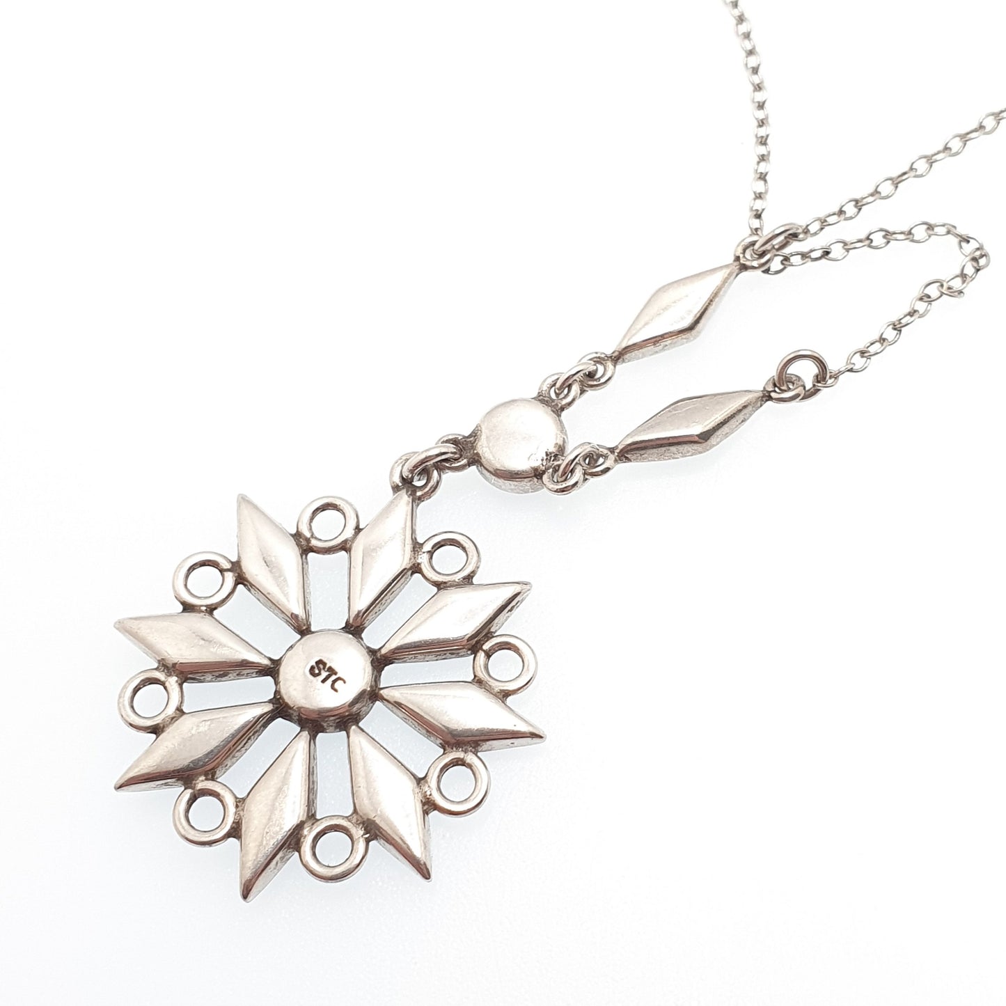 Old Vintage Sterling Silver Abalone Shell Star Necklace Pendant Solid 925 Iridescent Rainbow Y Pendant Blue Green Womens Jewellery Jewelry