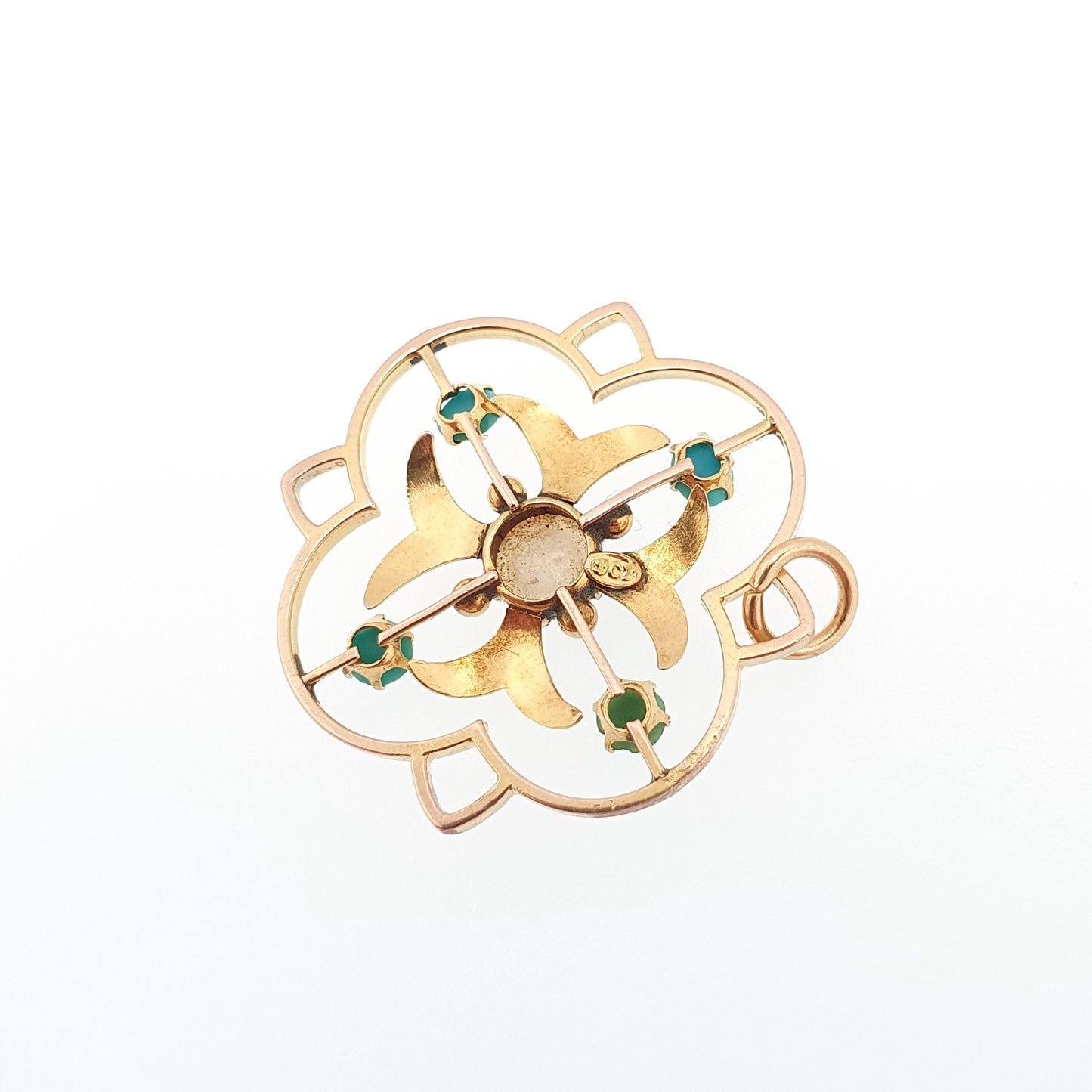 Antique Turquoise 9ct 9k Gold Pendant Necklace Openwork Victorian Lavaliere Gemstone Solid 375 Maltese Cross Vintage Jewellery Jewelry