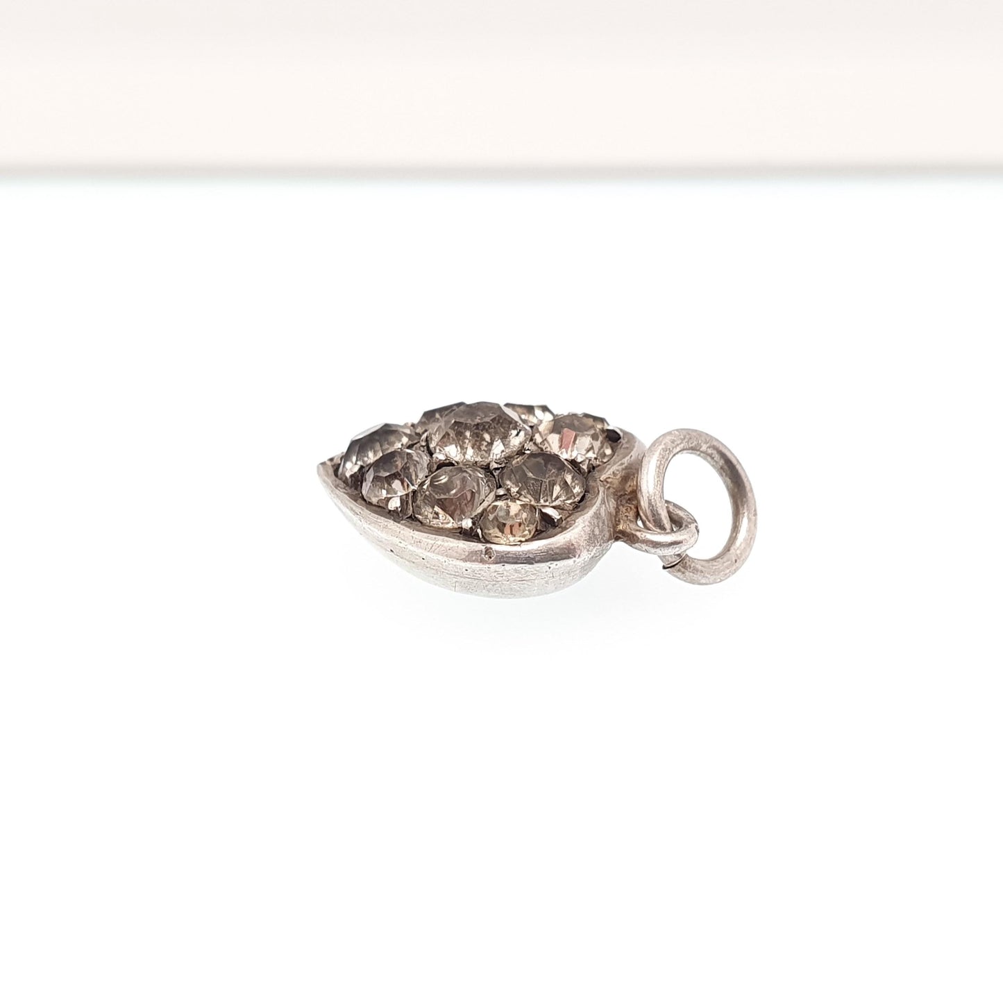 Antique Solid Silver Diamond Paste Heart Pendant Necklace Puffer Victorian Charm Necklace Cute Love Small Genuine Vintage Jewellery Jewelry