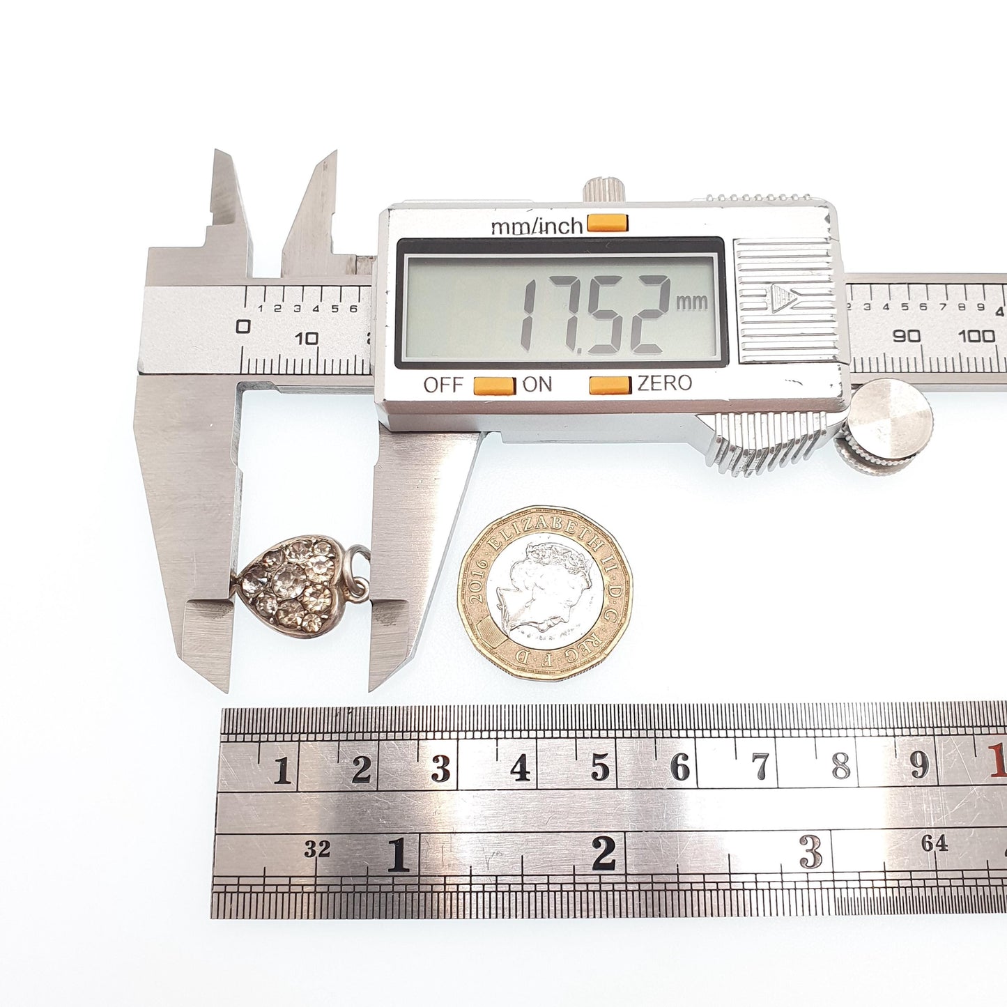 Antique Solid Silver Diamond Paste Heart Pendant Necklace Puffer Victorian Charm Necklace Cute Love Small Genuine Vintage Jewellery Jewelry