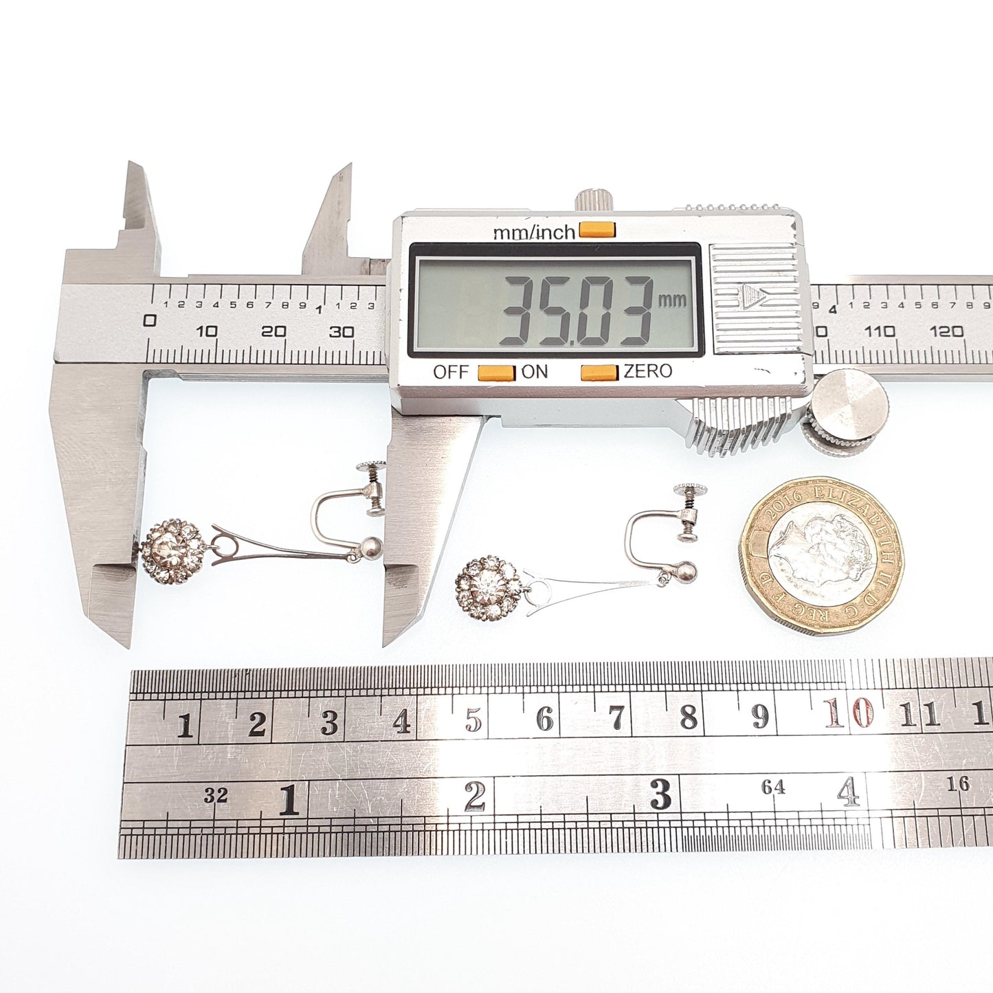 Antique Solid Silver Diamond Paste Earrings Art Deco Chandelier Dangling Drop Cluster Hanging 1920s Womens Vintage Jewelry Jewellery