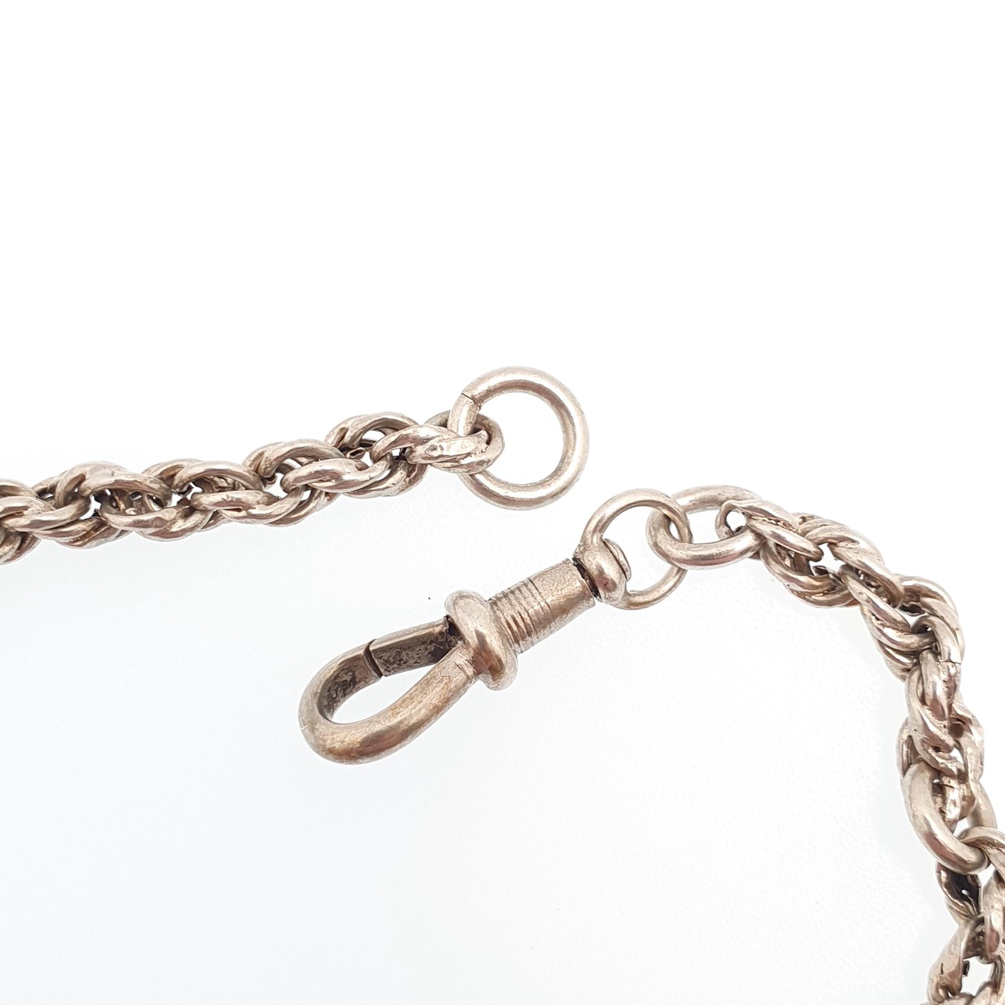 Antique Victorian Solid Silver Rope Link Bracelet Dog Clip Twist Helix 6.79g 21cm Vintage Albert Chain Mens Womens Jewelry Jewellery