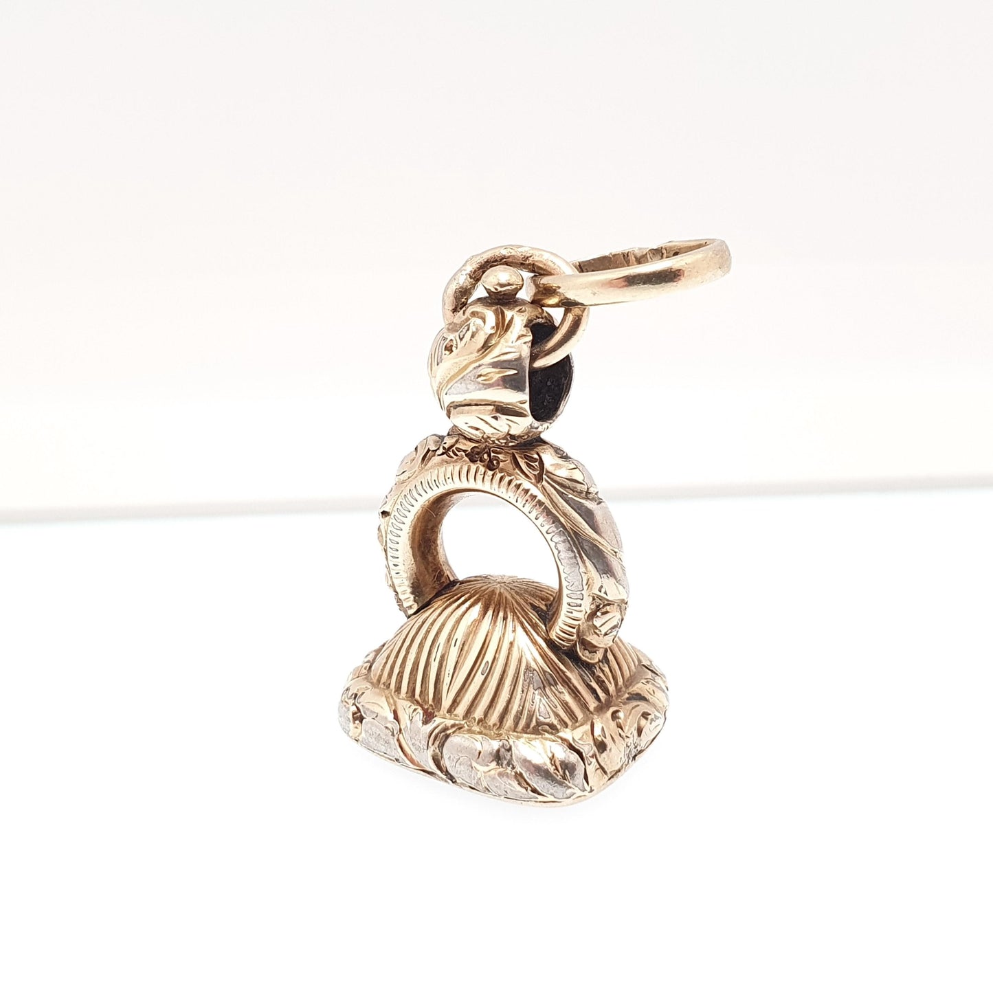 Antique Rolled Gold Albert Fob Pendant Victorian Necklace Quartz Agate Big Gemstone Gold Filled Letter Seal Ornate Vintage Jewellery Jewelry