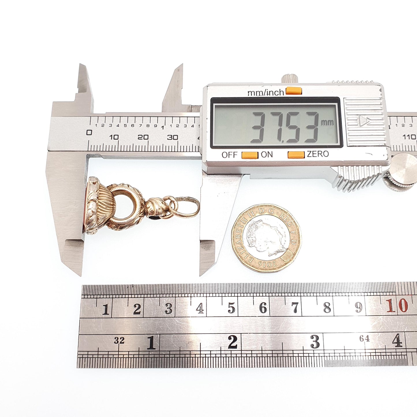 Antique Rolled Gold Albert Fob Pendant Victorian Necklace Quartz Agate Big Gemstone Gold Filled Letter Seal Ornate Vintage Jewellery Jewelry