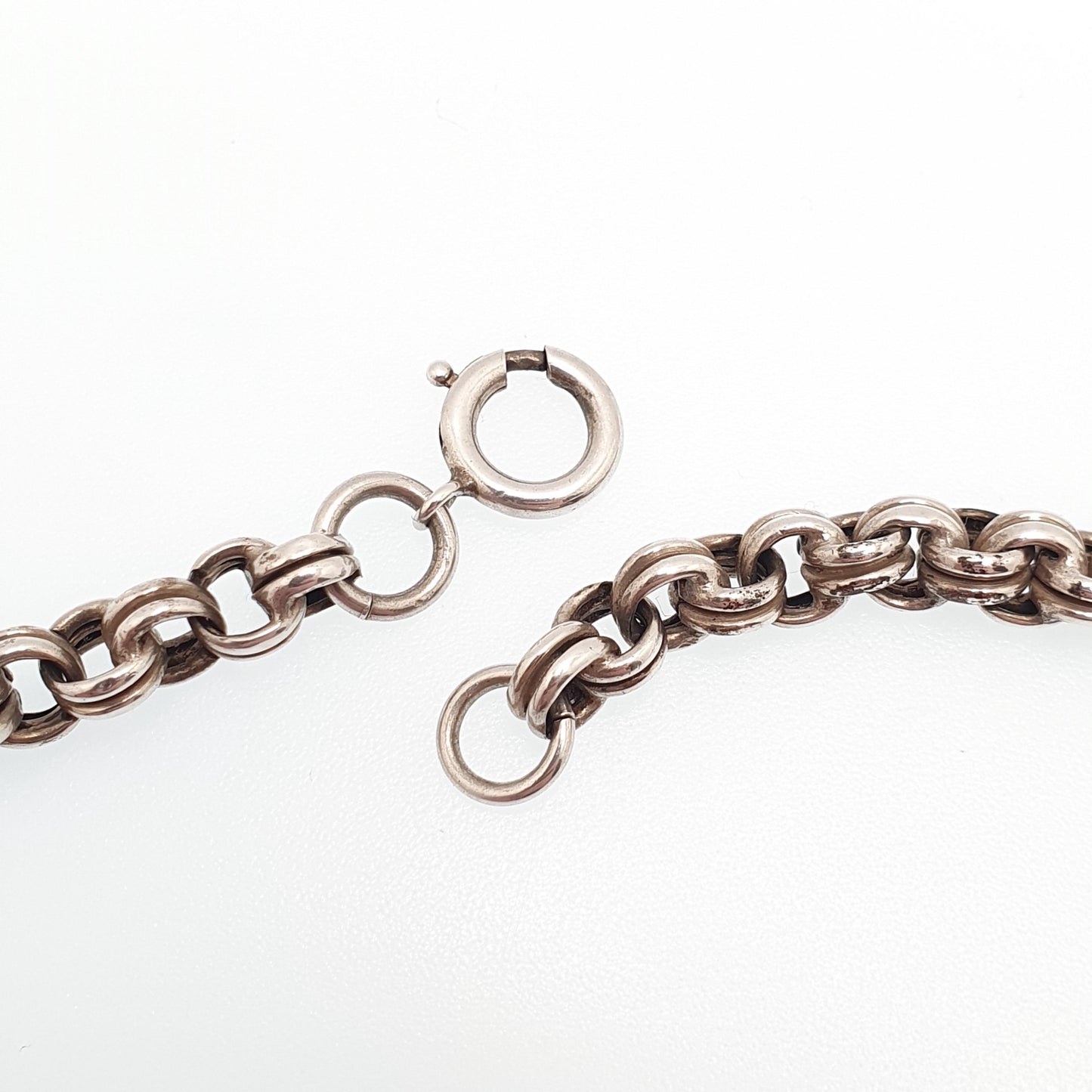 Antique Victorian Solid Silver Belcher Chain Necklace 50cm 19.6" 18.44g Chunky Thick Rolo Links Large 1800s Vintage Mens Womens Jewelry
