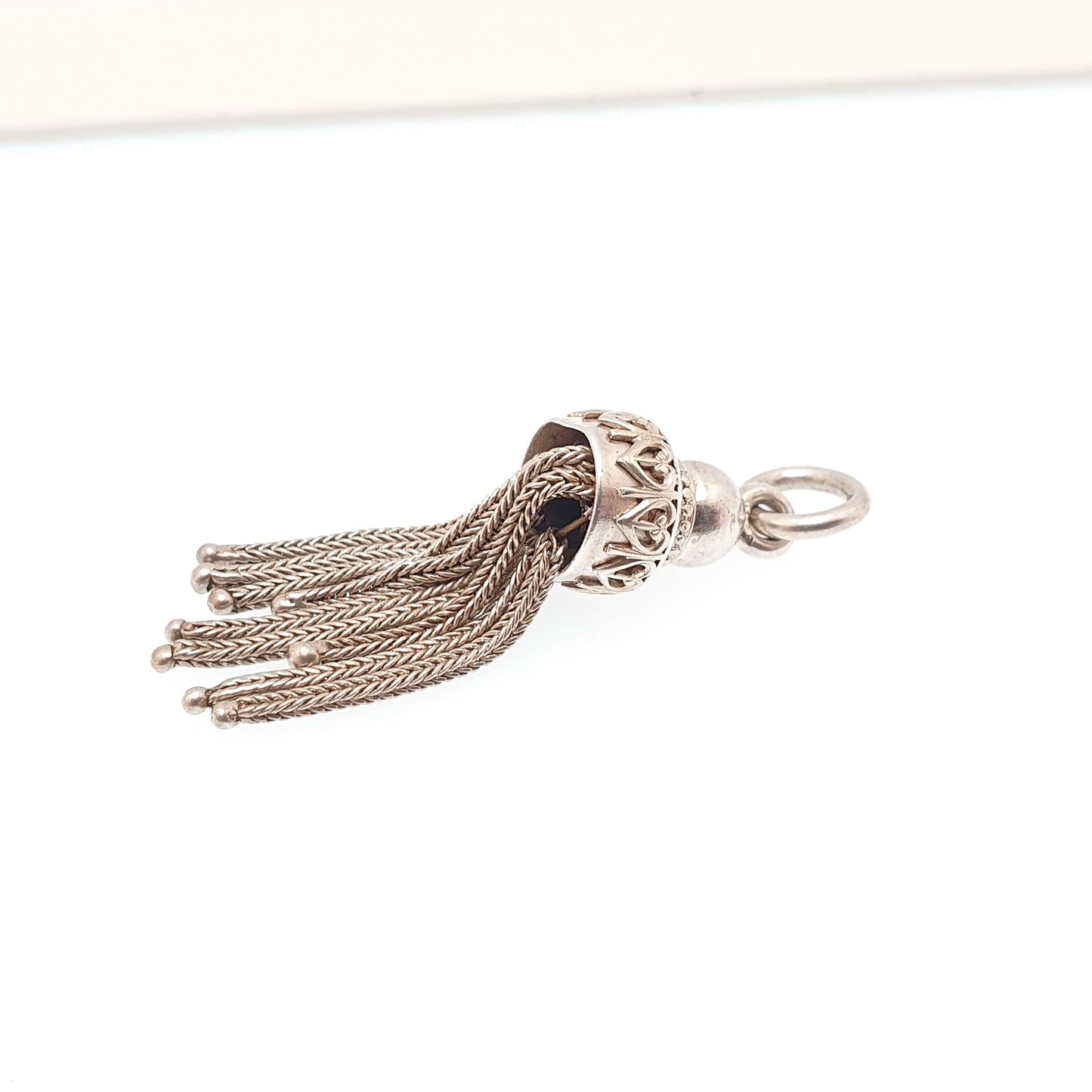 Antique Victorian Solid Silver Tassel Fob Bracelet Charm Necklace Pendant 1800s Genuine Albert Albertina Chain Vintage Womens Jewelry