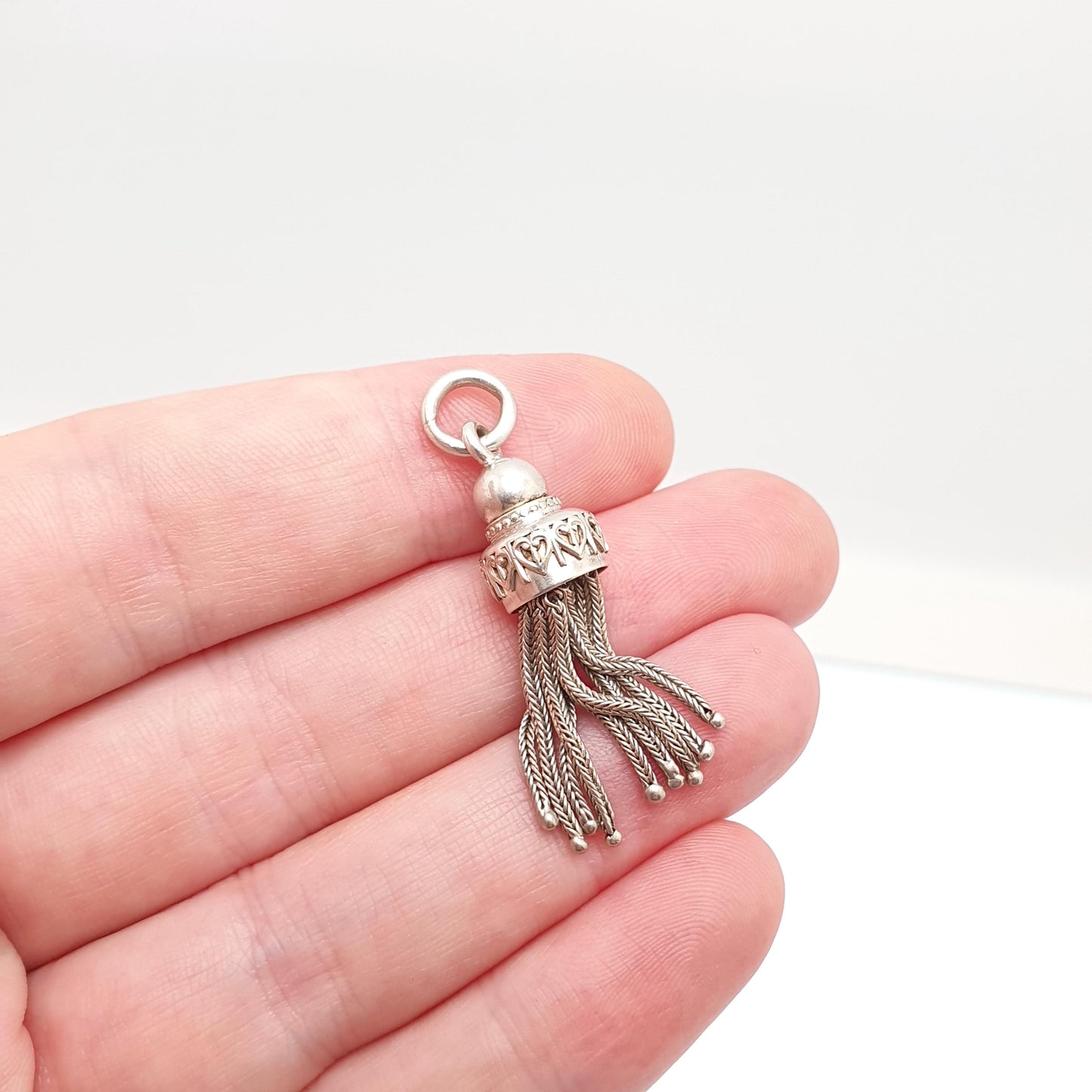 Antique Victorian Solid Silver Tassel Fob Bracelet Charm Necklace Pendant 1800s Genuine Albert Albertina Chain Vintage Womens Jewelry