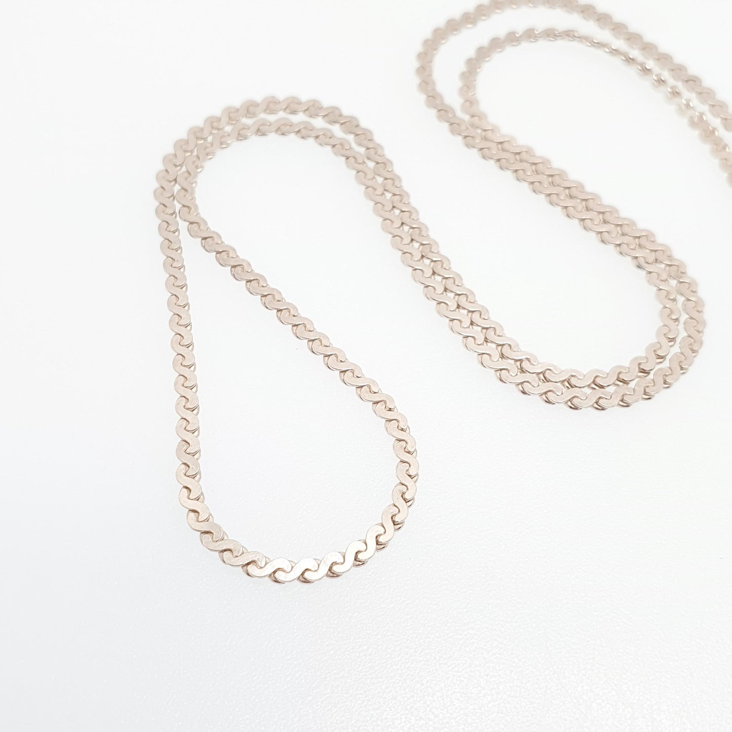 RESERVED/SOLD DON Vintage Sterling Silver Snake Wave Link Chain Necklace Oscillating 45cm 17.7" 5.94g Fine Solid 925 Womens