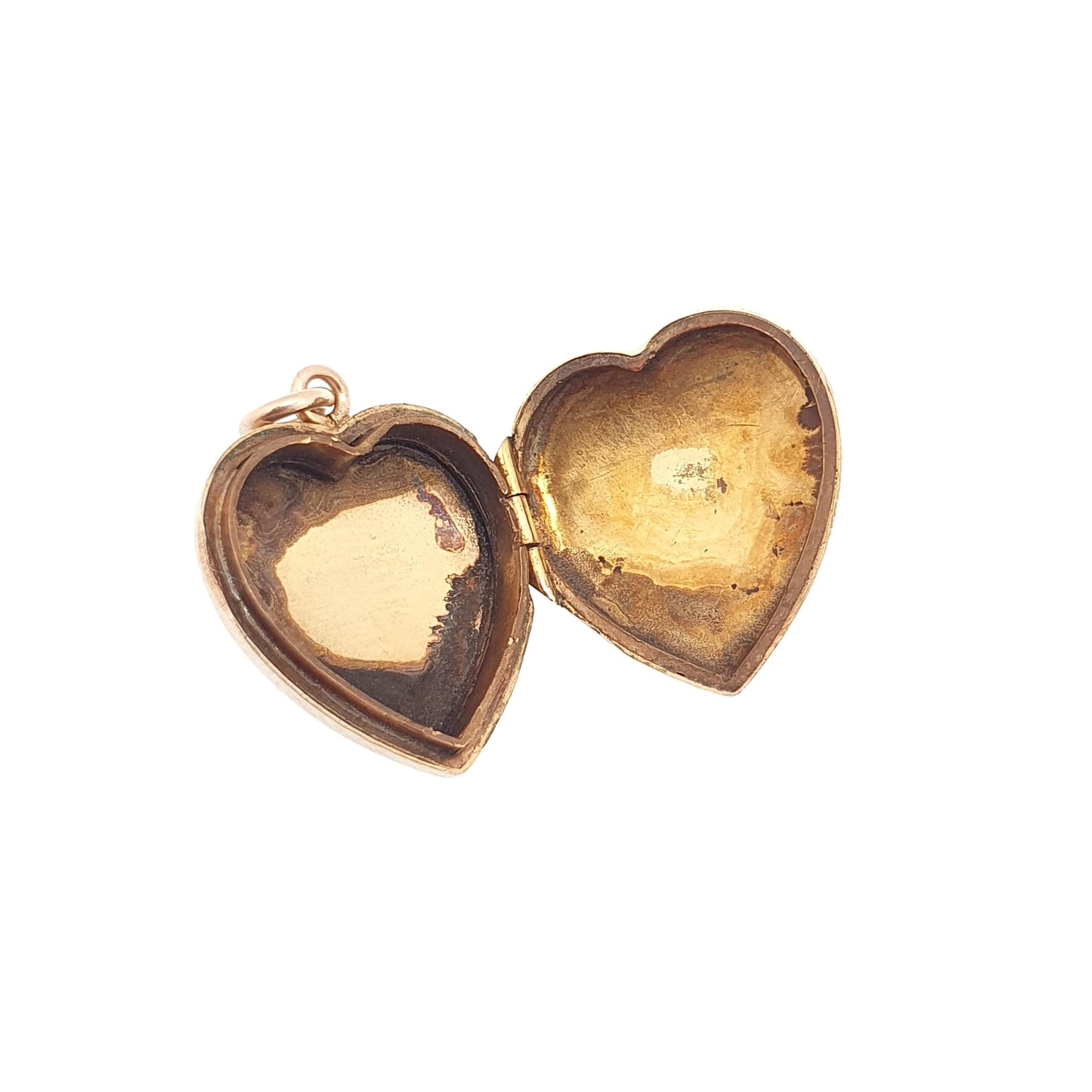 Antique 9ct 9k Gold Heart Locket Sunburst Art Deco Solid Yellow Gold Back & Front Engraved 1920s Necklace Photo Pendant Jewelry Jewellery