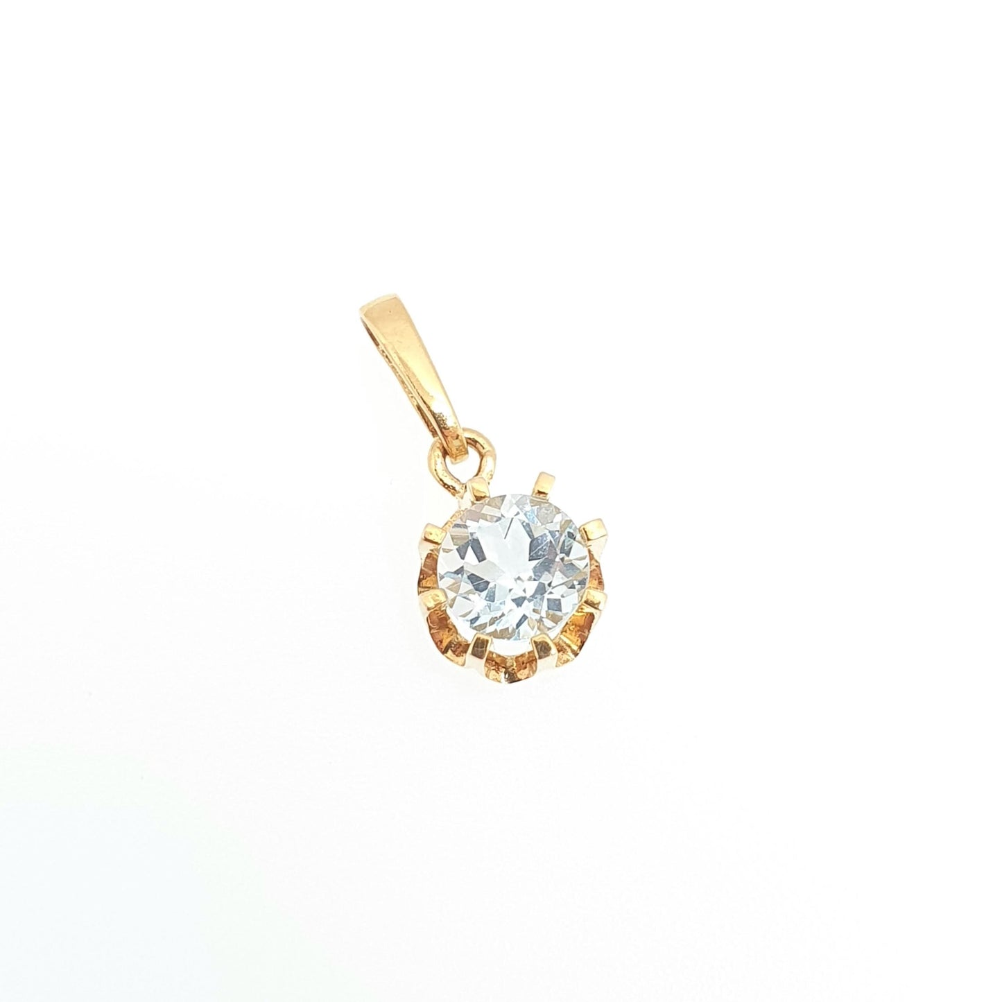 Vintage 14k 14kt Gold Aquamarine Topaz Necklace Pendant Oval Cut Solid 585 Gemstone Small Cute Sky Blue Retro Womens Jewelry Jewellery