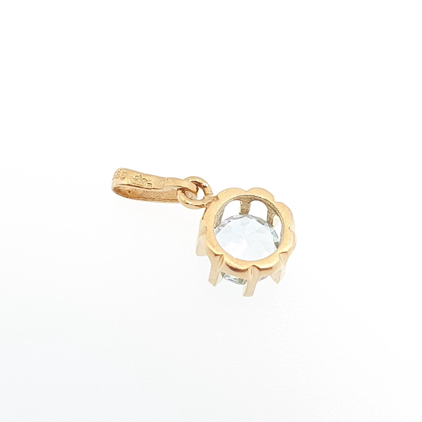 Vintage 14k 14kt Gold Aquamarine Topaz Necklace Pendant Oval Cut Solid 585 Gemstone Small Cute Sky Blue Retro Womens Jewelry Jewellery