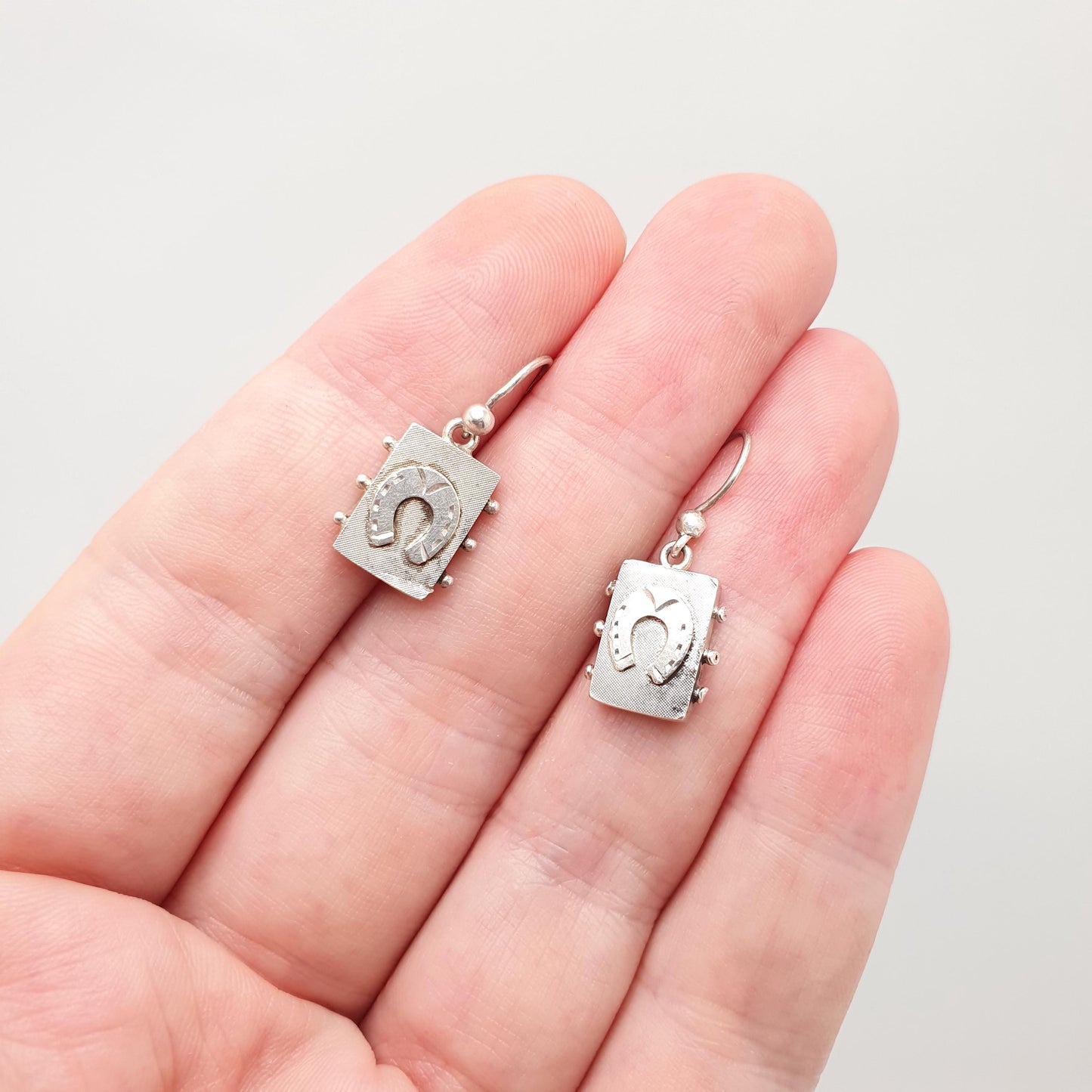 Antique Victorian Sterling Silver Horseshoe Earrings Horse Riding Gift Etruscan Genuine 1800s Hook Womens Vintage Ladies Jewelry Jewellery